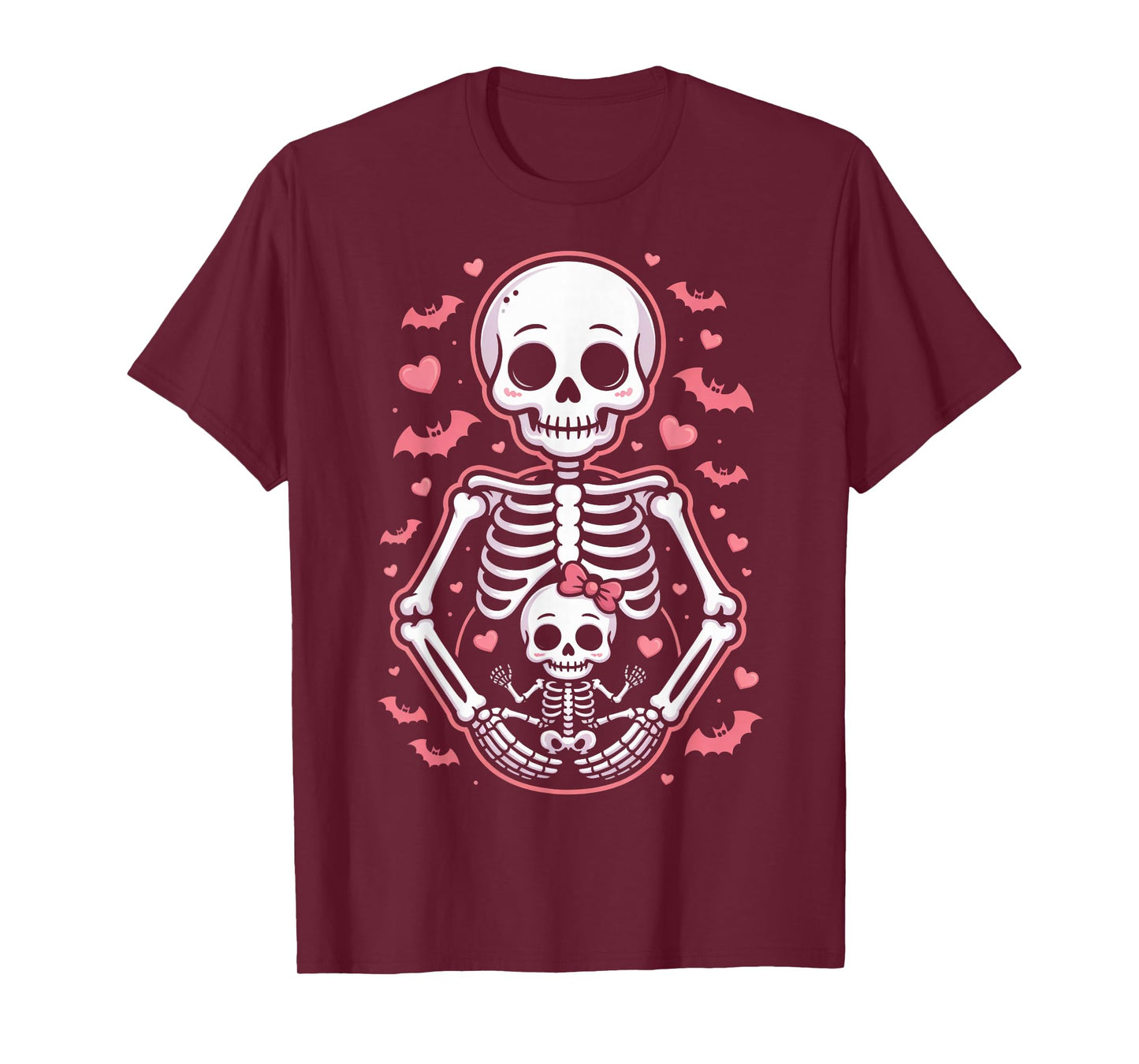 Cute Skeleton Mom and Baby Matching Halloween Costume T-Shirt