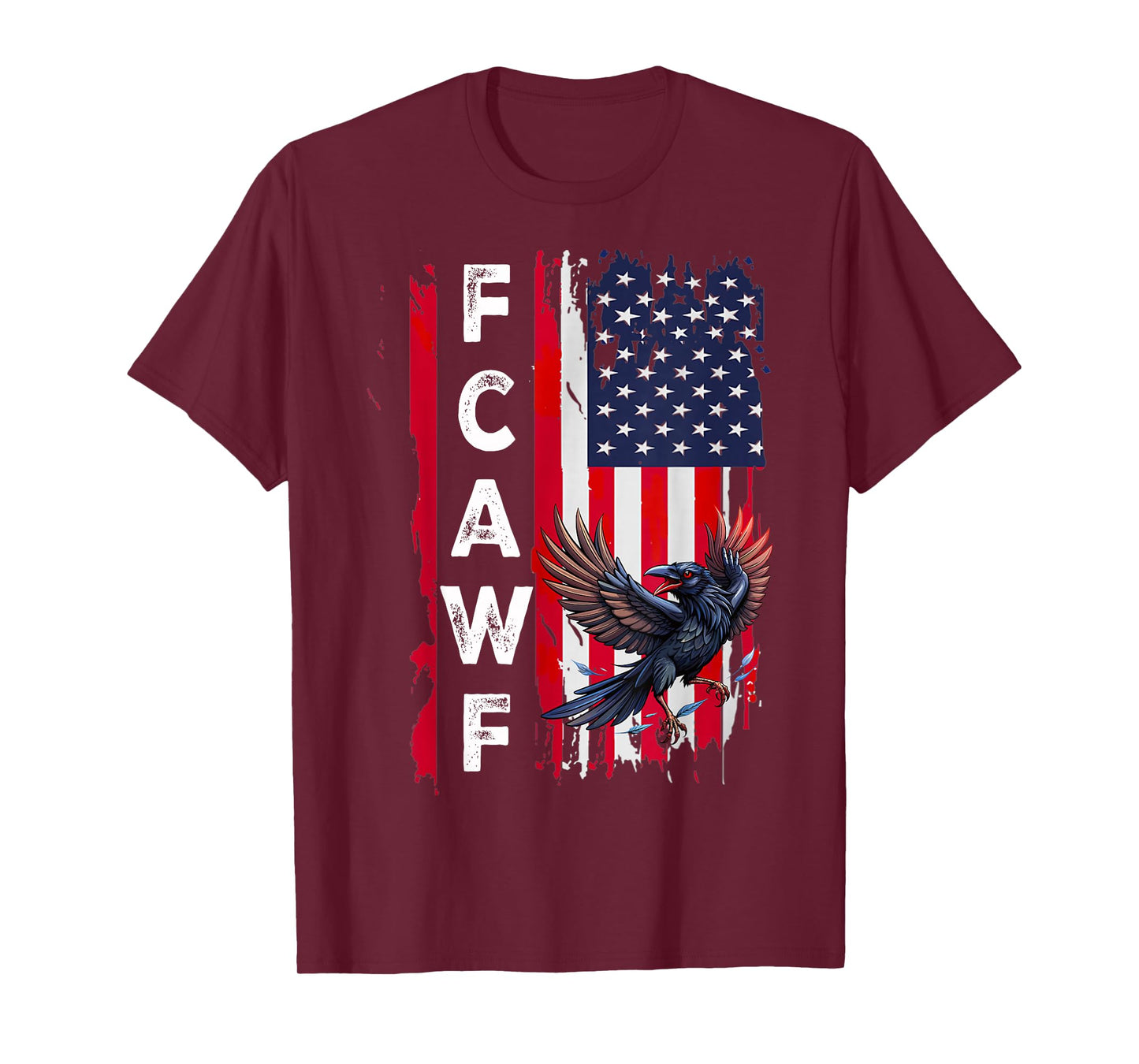 F-Caw-F Black Crow Black Bird Retro USA Flag Vintage F-Caw-F T-Shirt