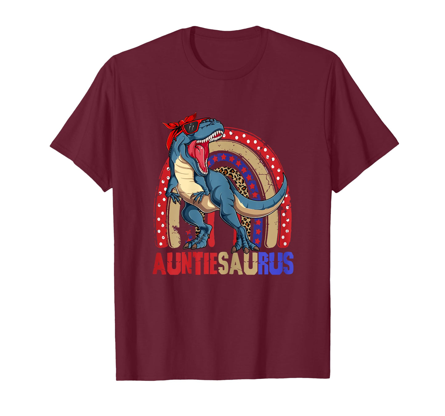 Auntiesaurus T Rex Dinosaur Auntie Saurus Family 4th of July T-Shirt for Women