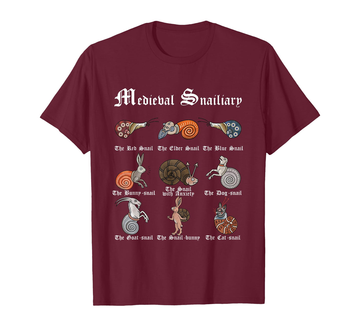 Medieval Marginalia - Medieval Snailiary - Snails T-Shirt