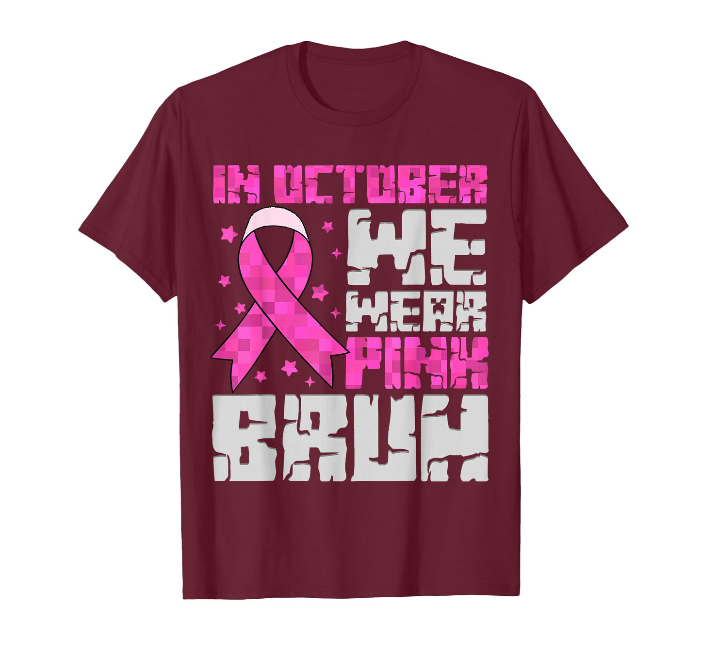 in October We Wear Pink Bruh Breast Cancer Awareness Kid Boy T-Shirt
