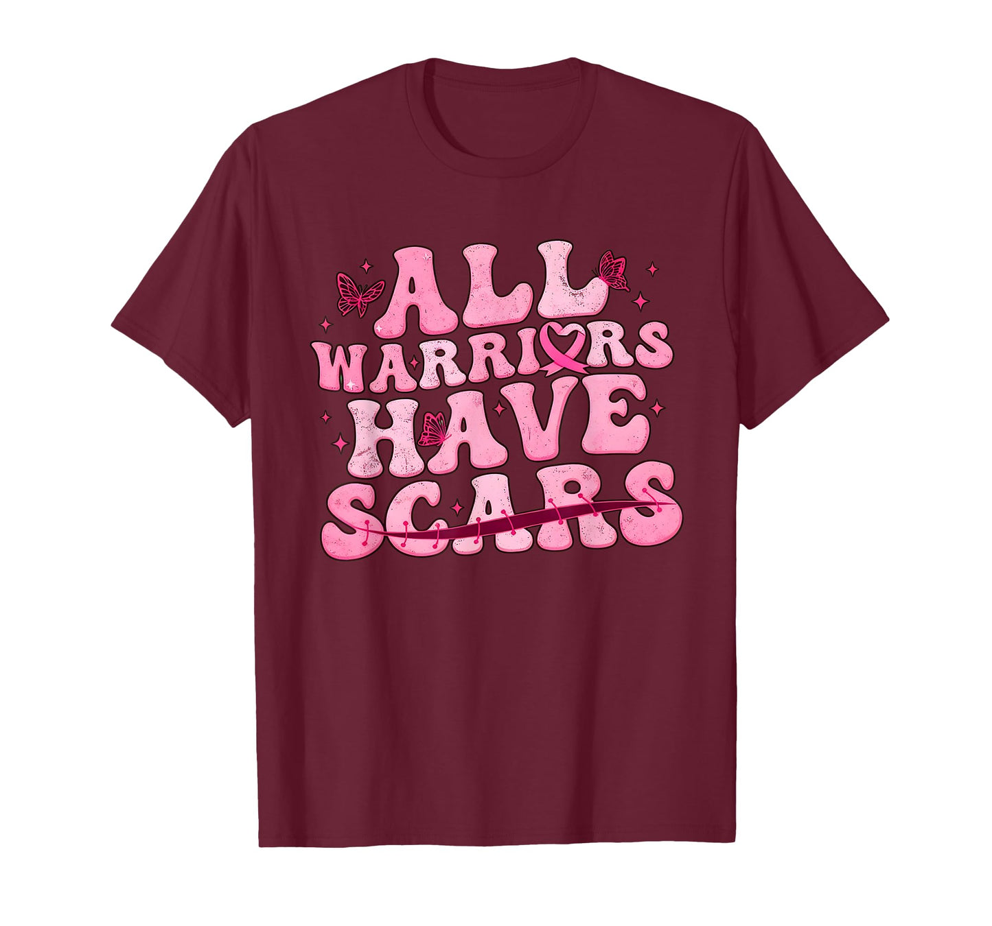 All Warriors Have Scars Breast Cancer Pink Ribbon, Cancer Su T-Shirt