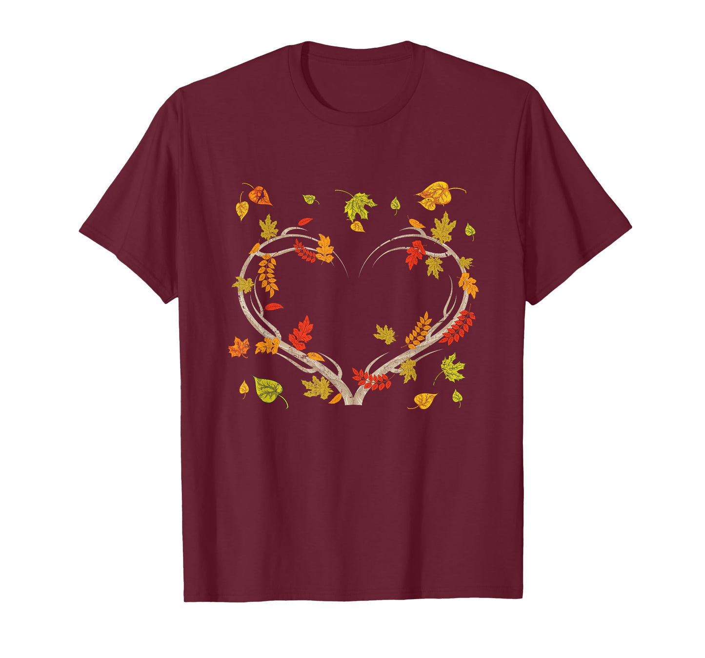 Autumn Leaves Heart Nature Love Botanical Thanksgiving Fall T-Shirt