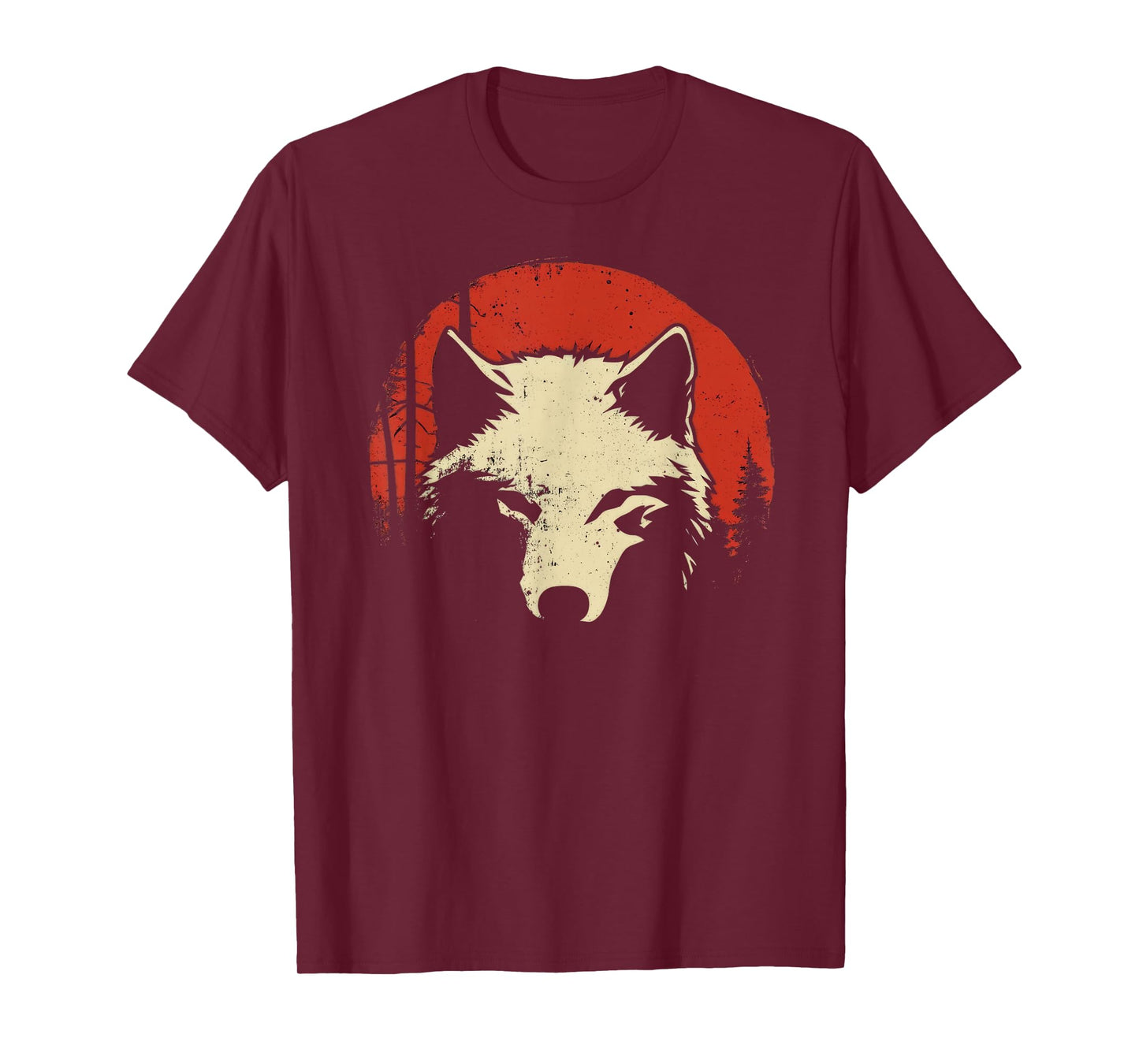 Wolf Graphic Tee Red Moon Wildlife Animal Wolf Japanese T-Shirt