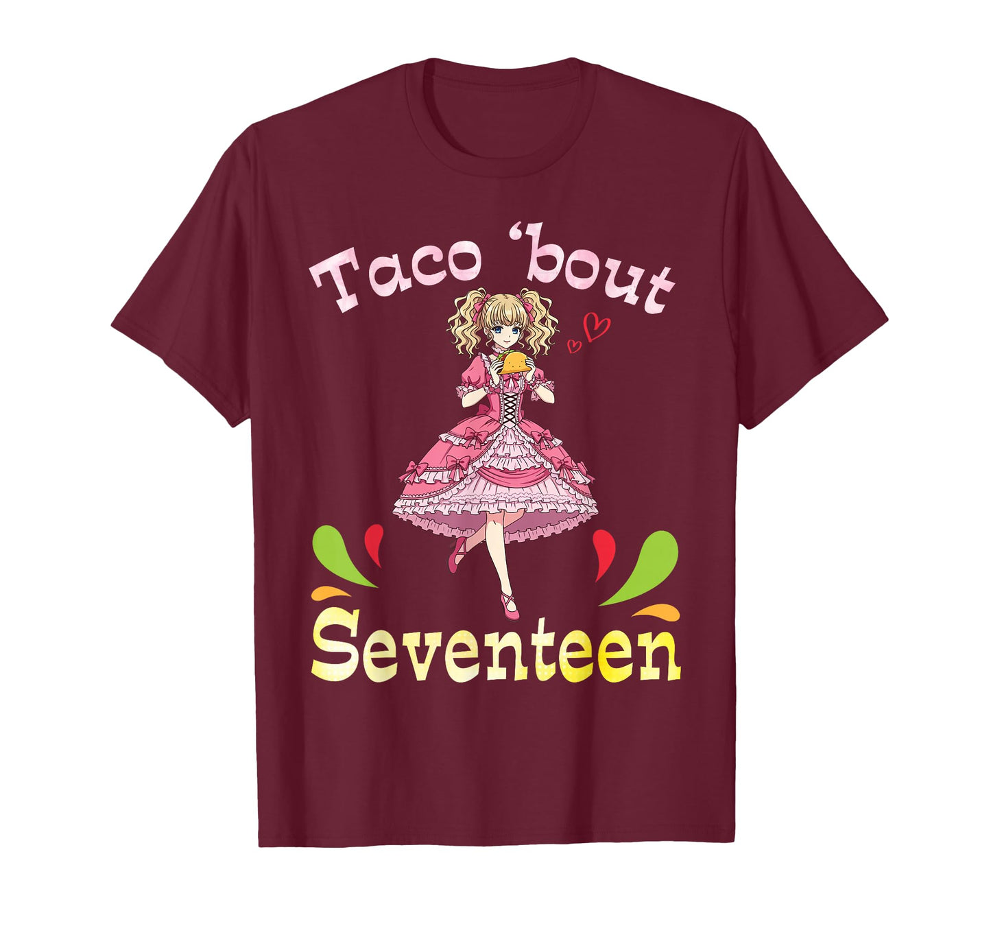 Cute Girl and Tacos I Taco Bout Seventeen Years Old Birthday T-Shirt