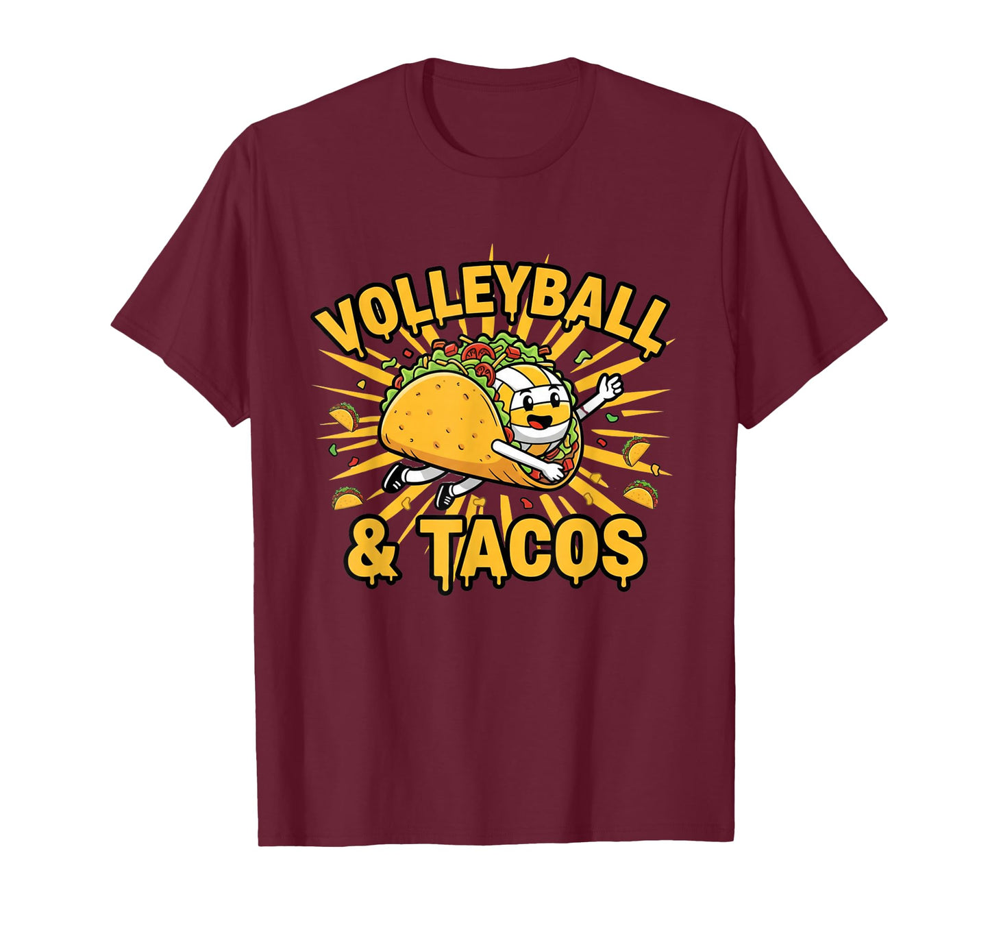 Volleyball and Tacos Funny Sports Food Humor Quote for Men T-Shirt