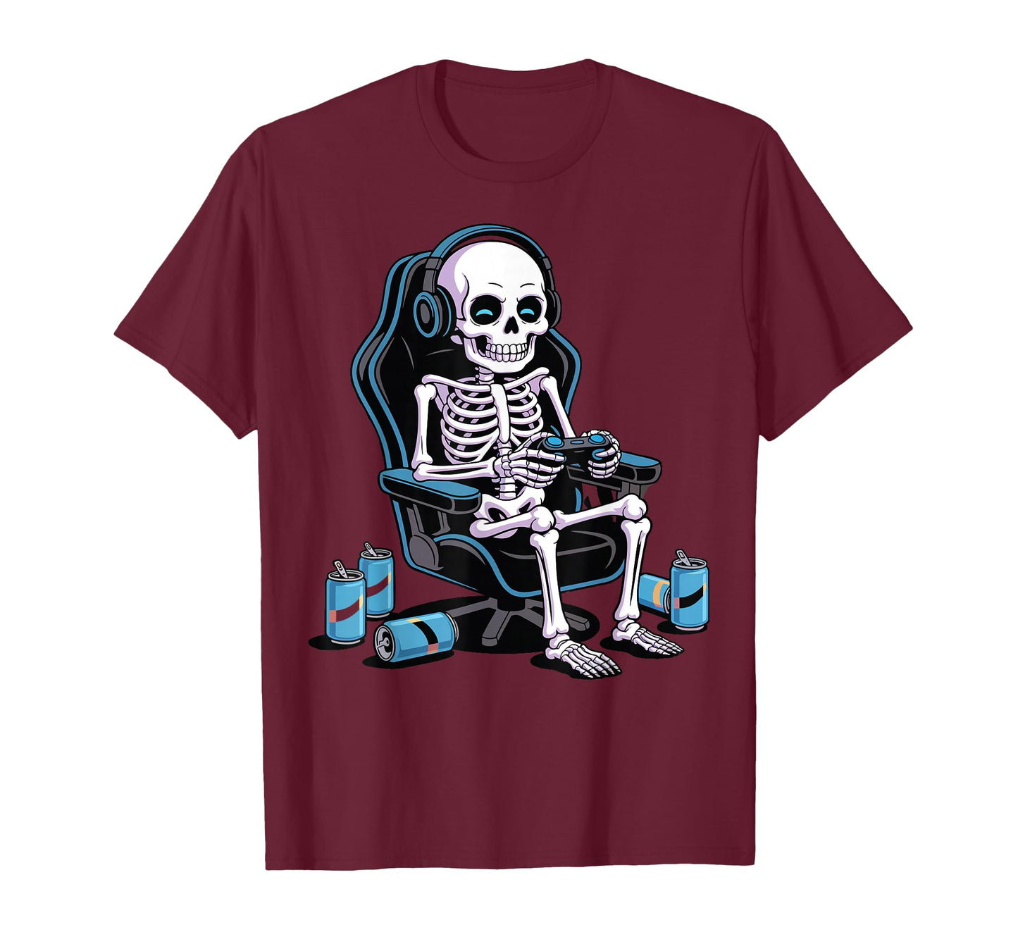 Halloween Skeleton Gamer Geek Boys Kids Funny Video Gaming T-Shirt