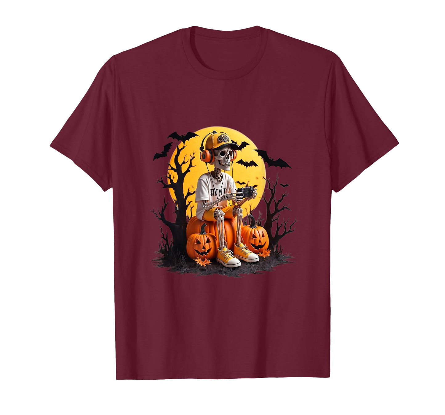 Funny Skeleton Gamer Halloween Video Gaming Boys Men Kids T-Shirt