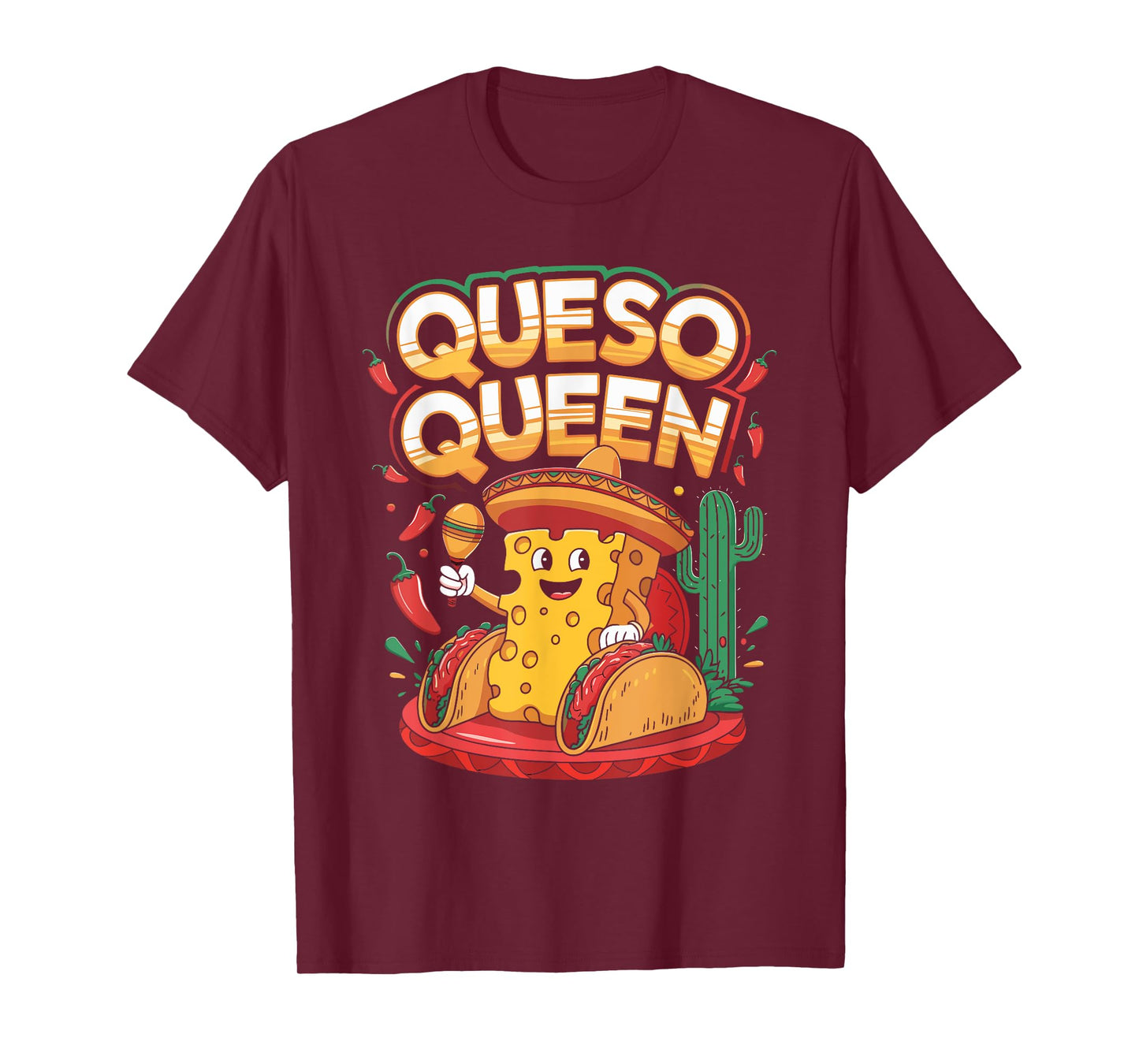 Queso Queen Shirt with Fiesta Floral Design T-Shirt