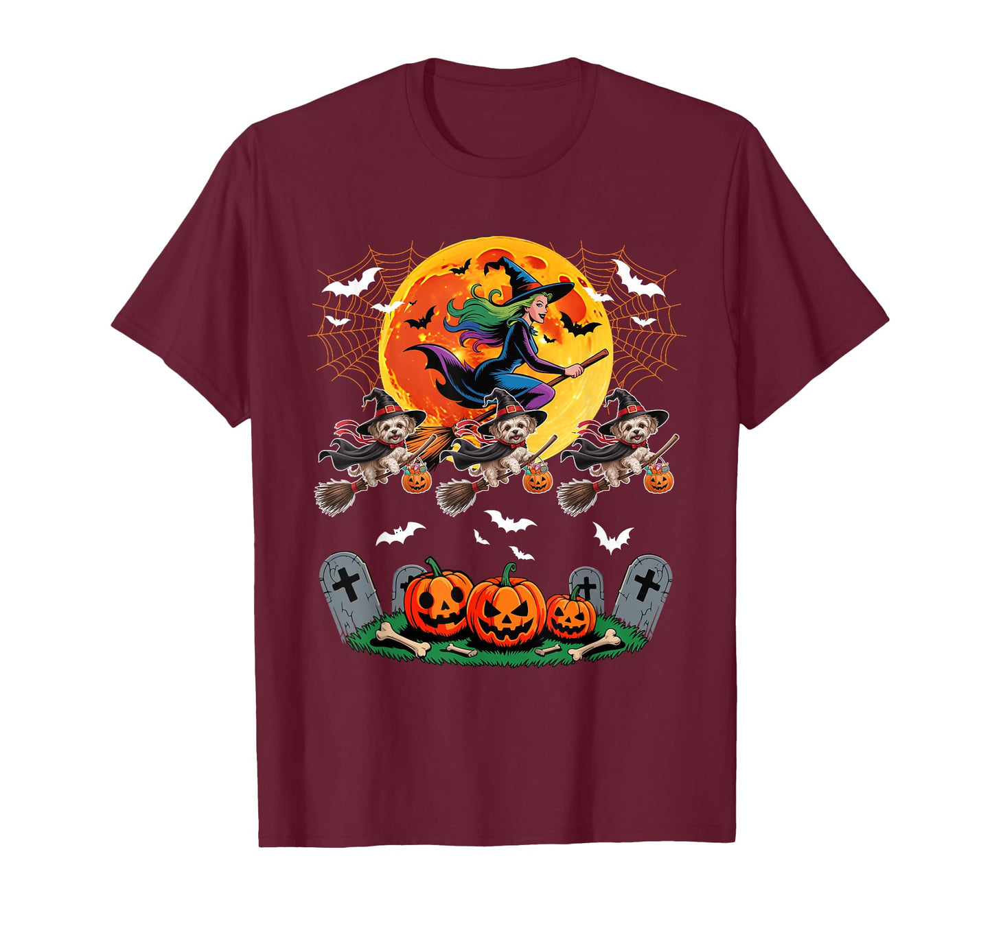 Maltipoos Cosplay Witch On Broomstick Halloween Owner T-Shirt