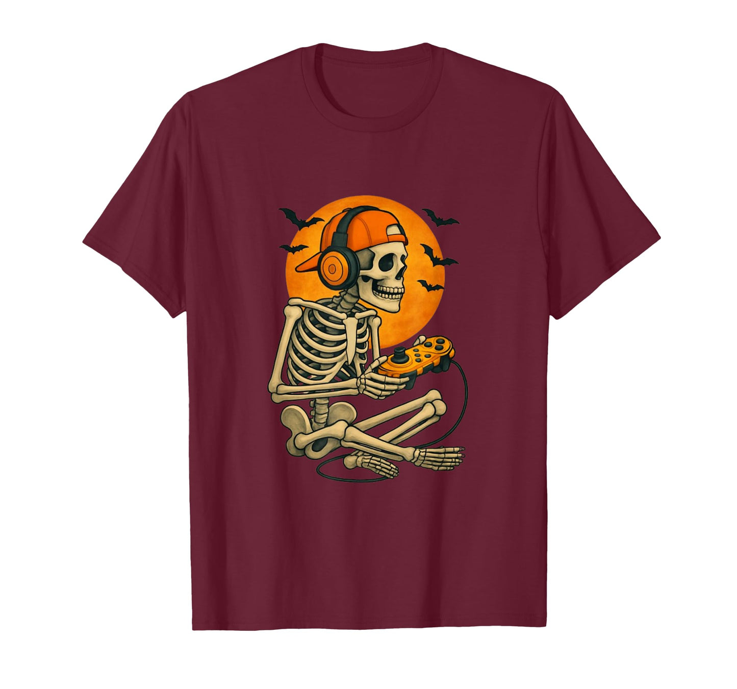 Halloween Skeleton Gamer Video Gaming Boys Men Kids Tees T-Shirt