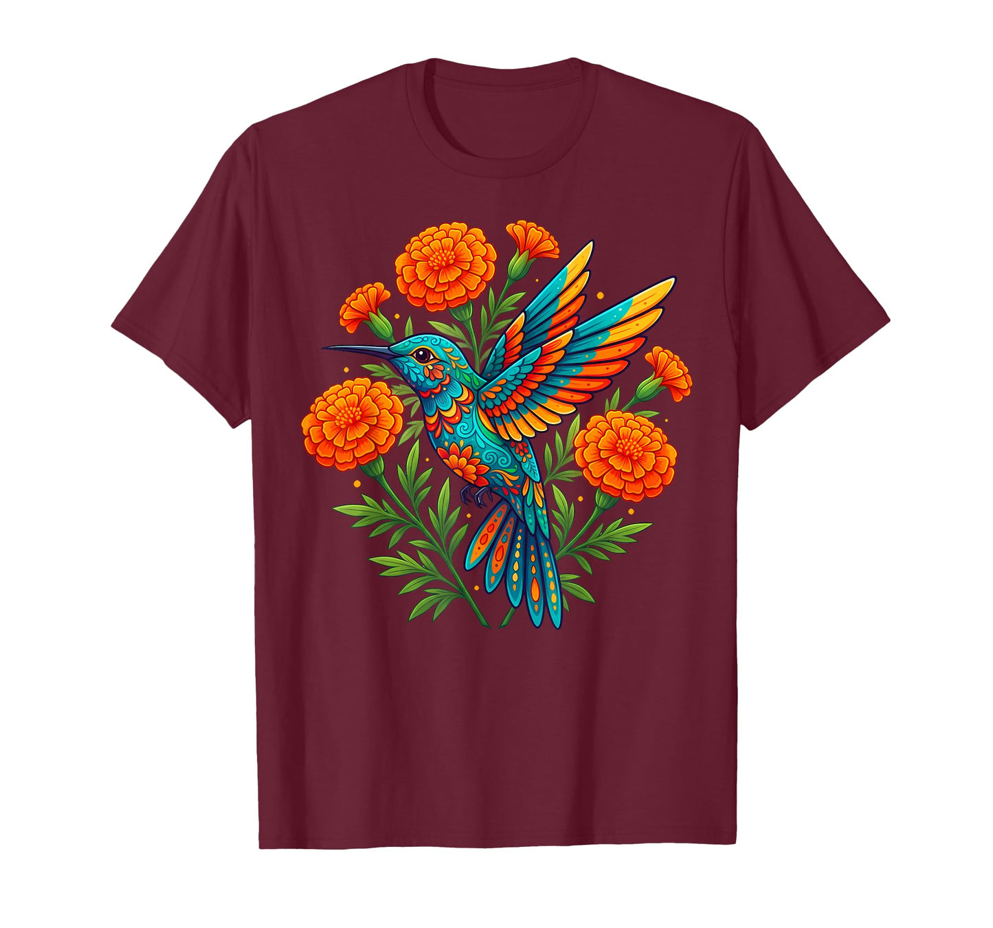 Mexican Folk Art Hummingbird Flower Bird Lover Nature T-Shirt