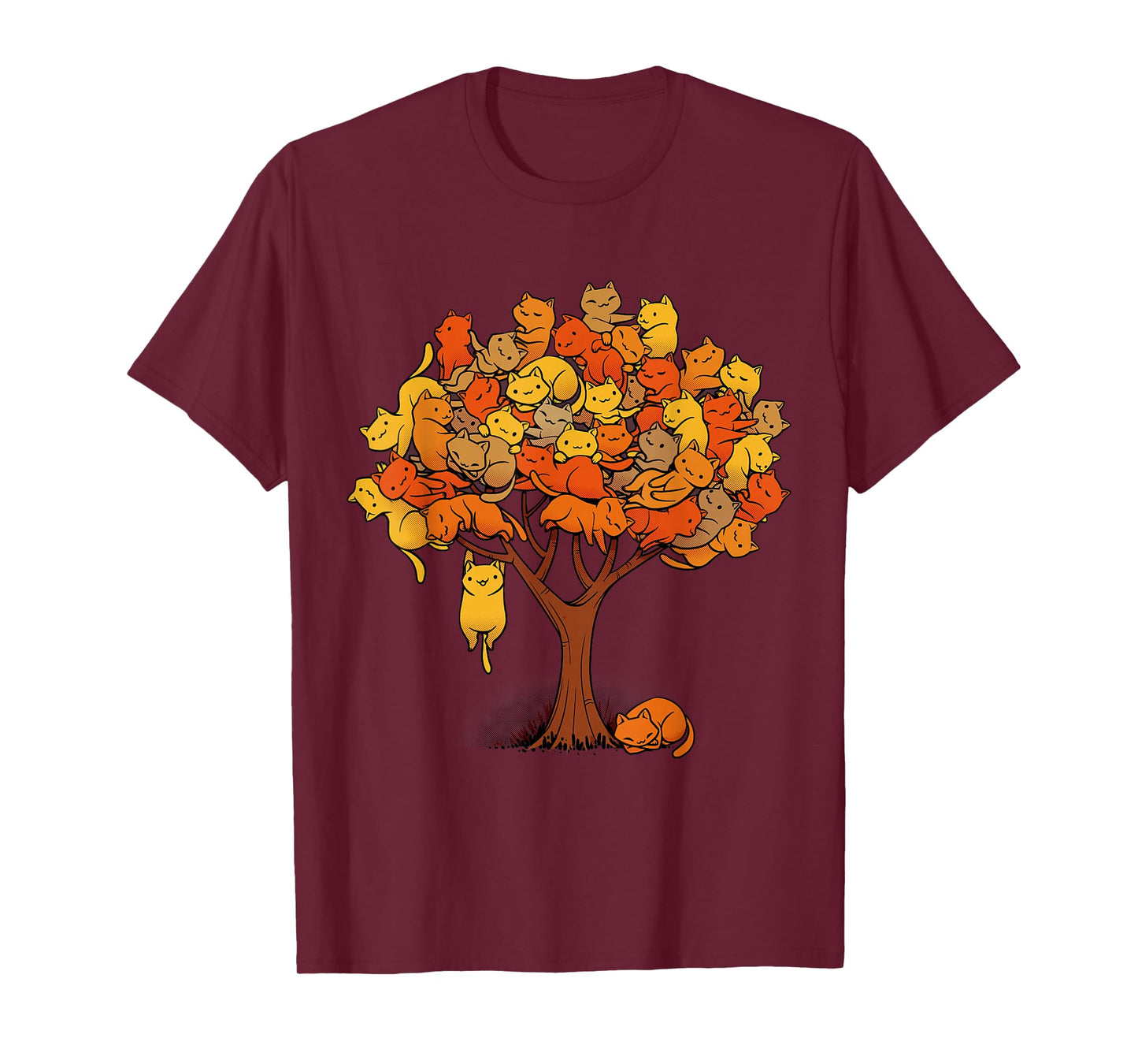 Cat Tree Cat Lover Nature Fall Winter Kitten Kitty Cats T-Shirt
