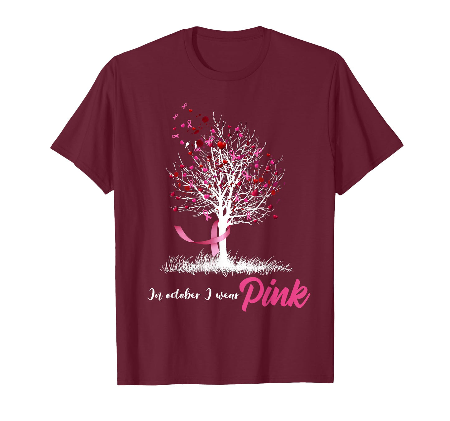 In October We Wear Pink Tree Breast Cancer Awareness T-Shirt