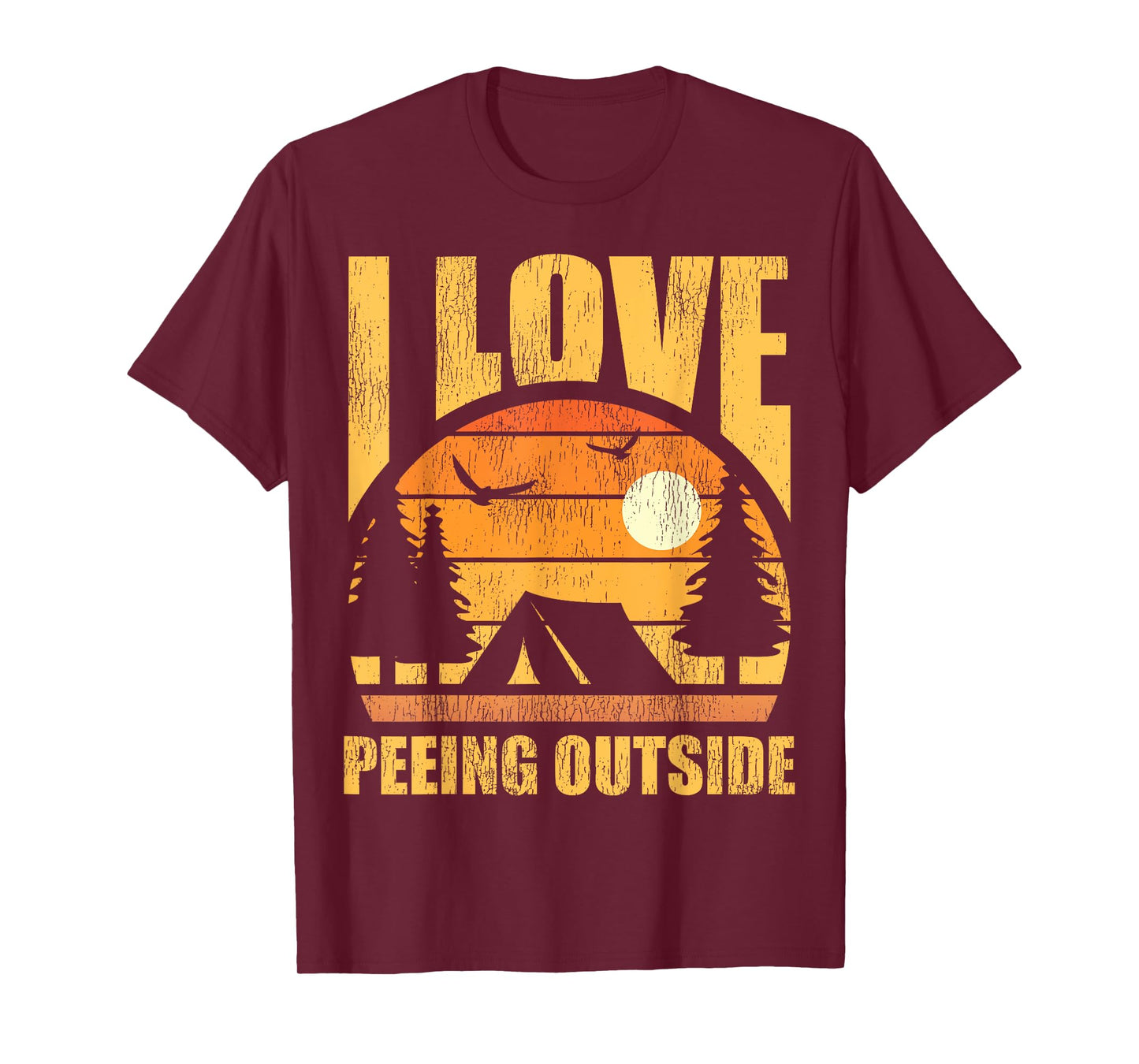 Retro Vintage I Love Peeing Outside Funny Hiking Camping T-Shirt