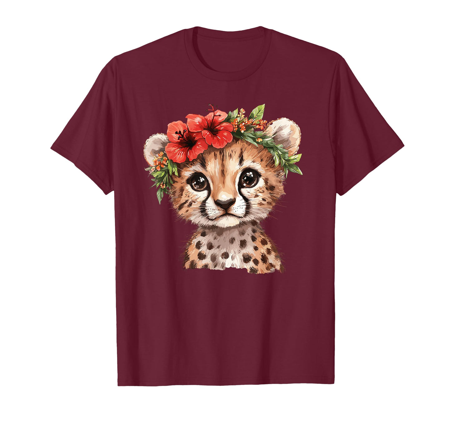 Cute Cheetah With Flower Crown T-Shirt