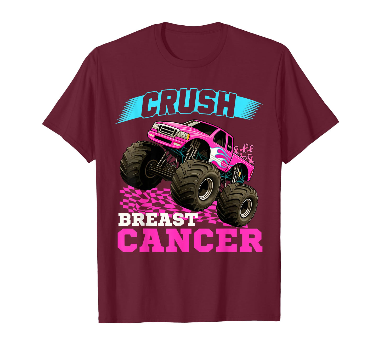 Crush Breast Cancer Monster Truck Wear Pink T-Shirt