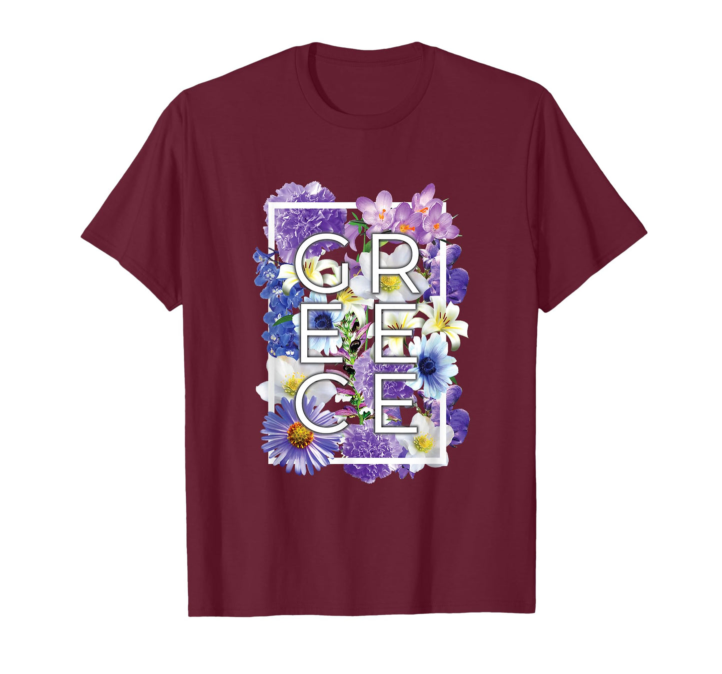Flowers of Greece Word Art - Greek Pride T-Shirt