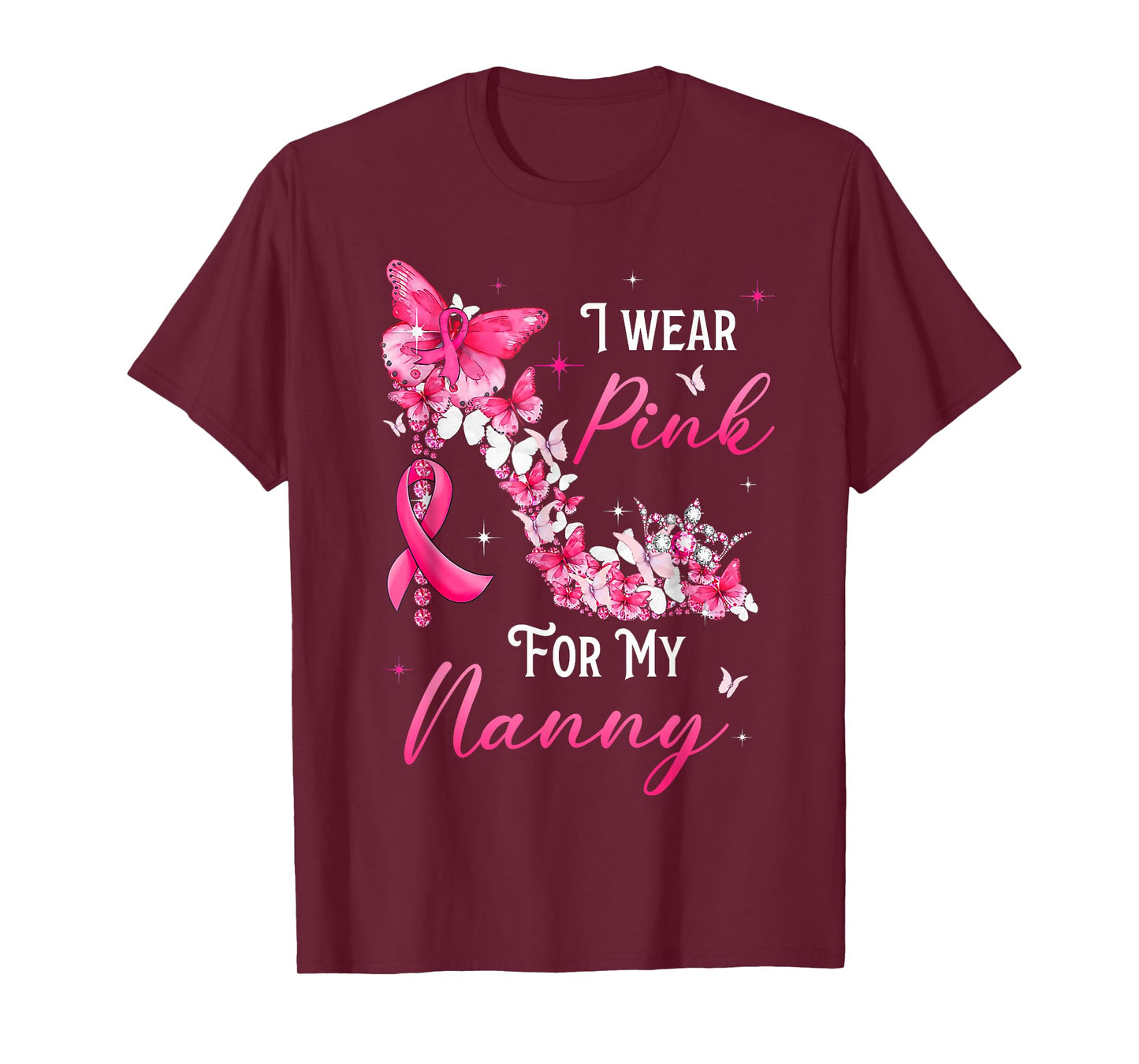 I Wear Pink for My Nanny Breast Cancer Ribbon Support Gift T-Shirt