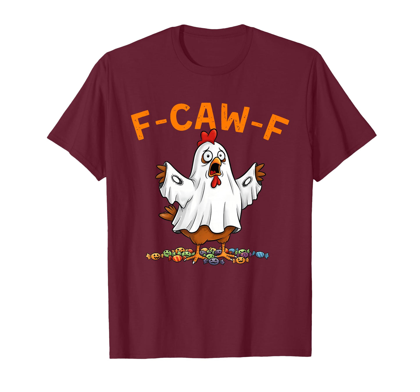 F-Caw-F Funny Chicken Ghost Humor F-Caw-F Rooster Halloween T-Shirt