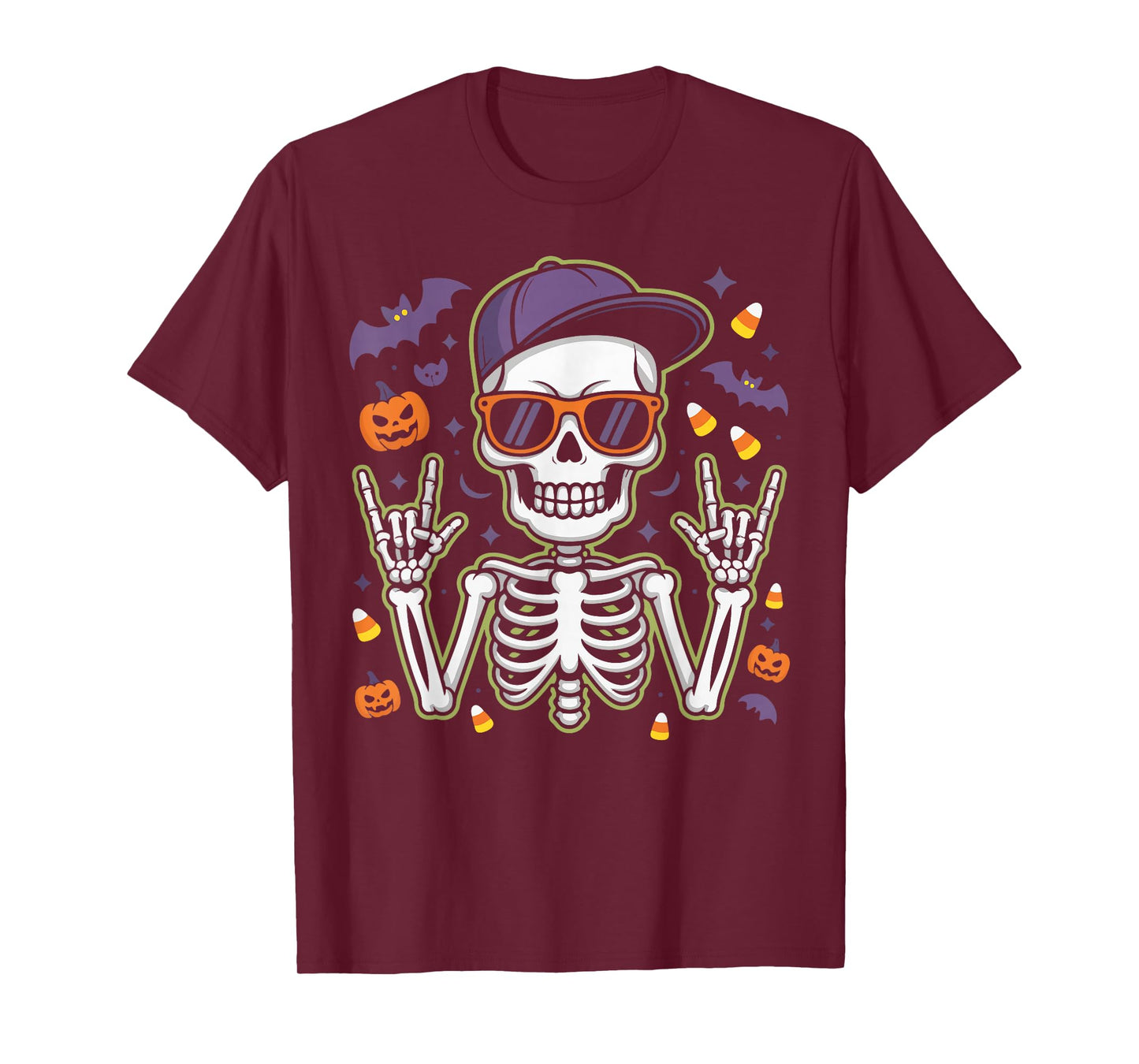 Bruh Punk Rock Skeleton Cool Rocker Halloween Men Boys Kids T-Shirt