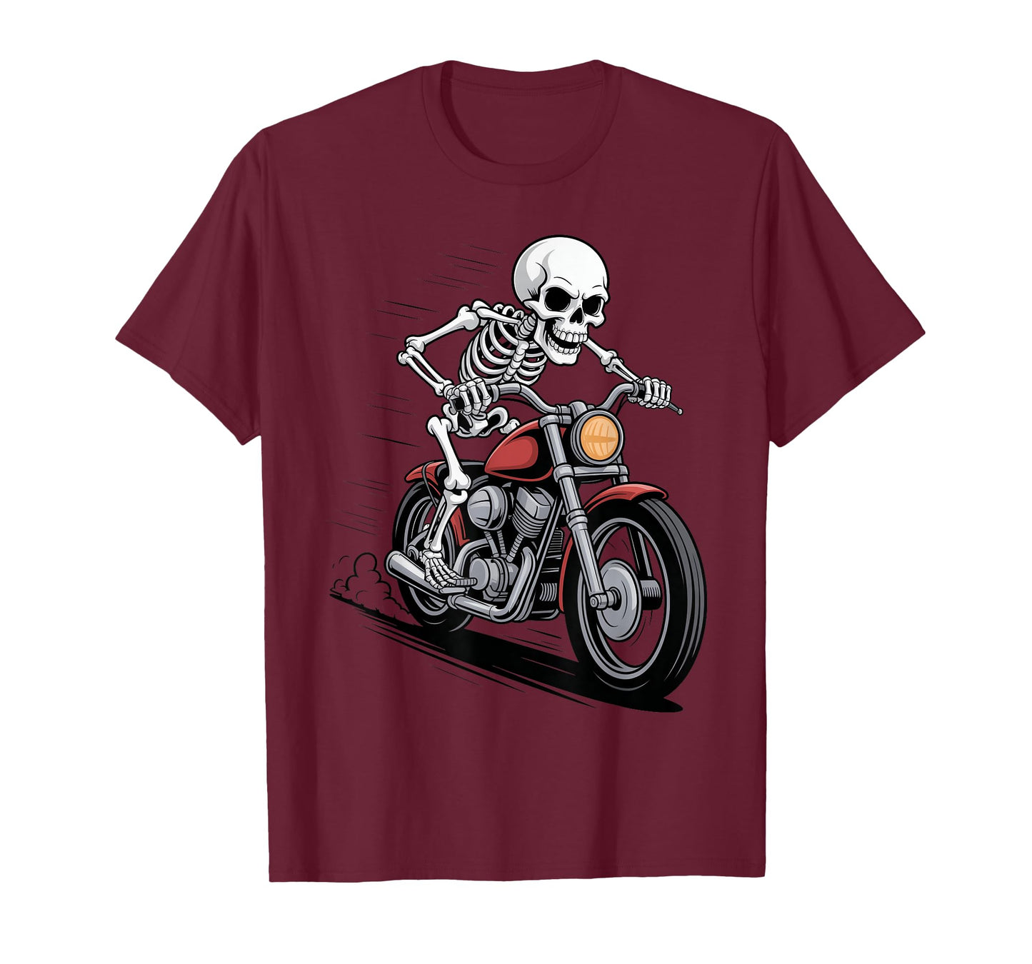 Funny Creepy Skeleton Ride a Motorbike Halloween Costume T-Shirt