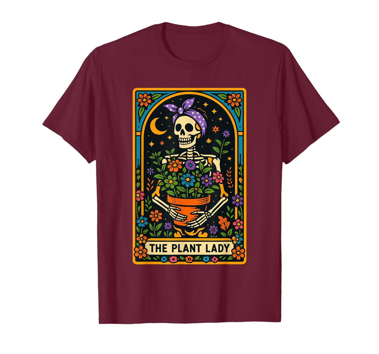 Halloween Tarot Skeleton Shirt, Moon Tarot Plant Lover T-Shirt