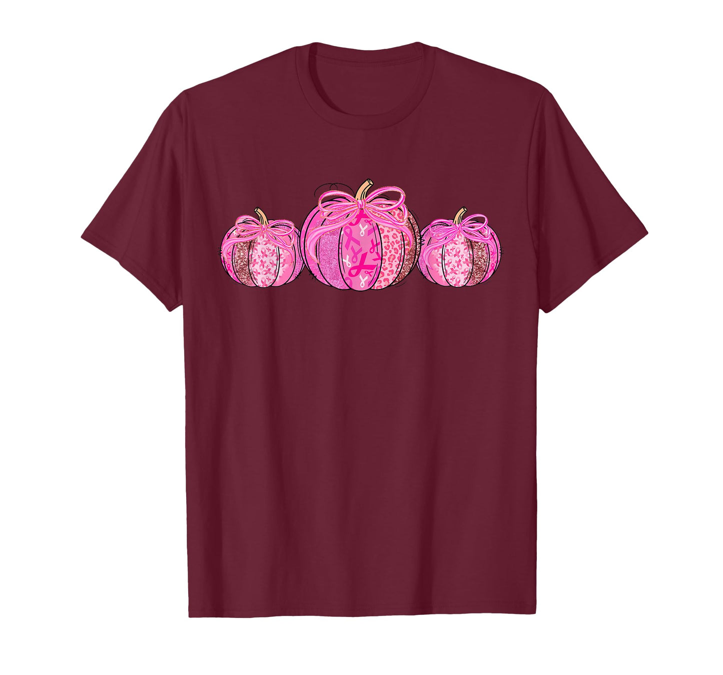 Pumpkin Patch Leopard Pink Bow Ribbon Fall Winter Women Girl T-Shirt