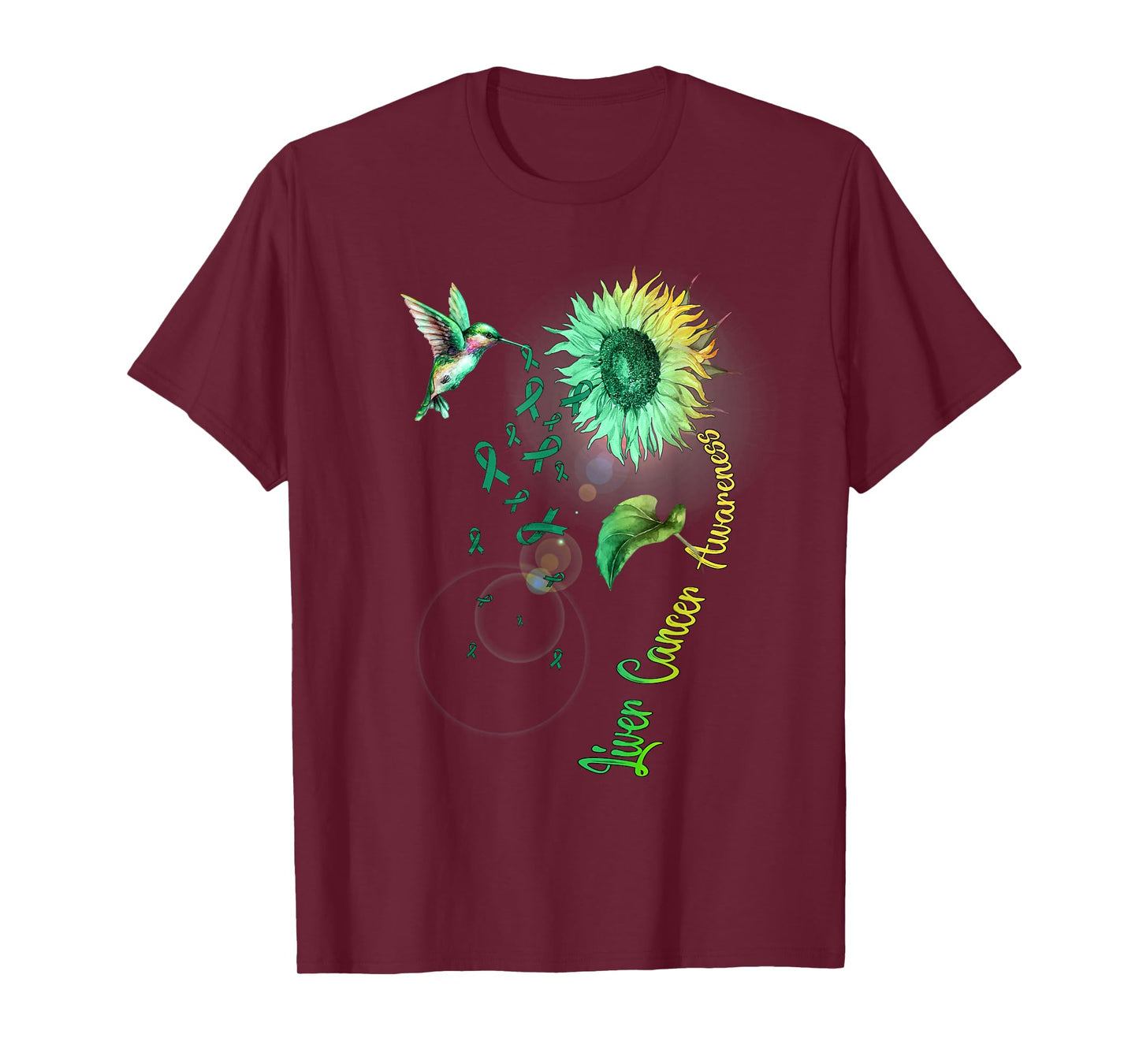 Liver Cancer Sunflower Hummingbird T-Shirt