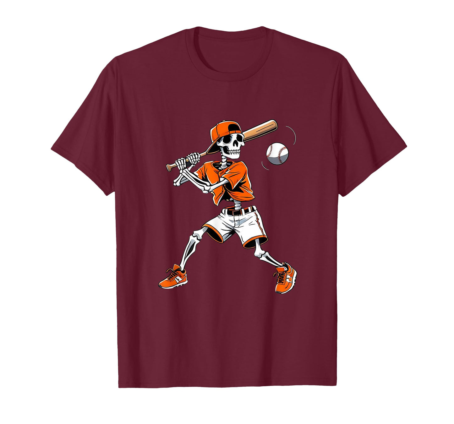 Skeleton Baseball Player Swinging Bat Halloween Fun T-Shirt