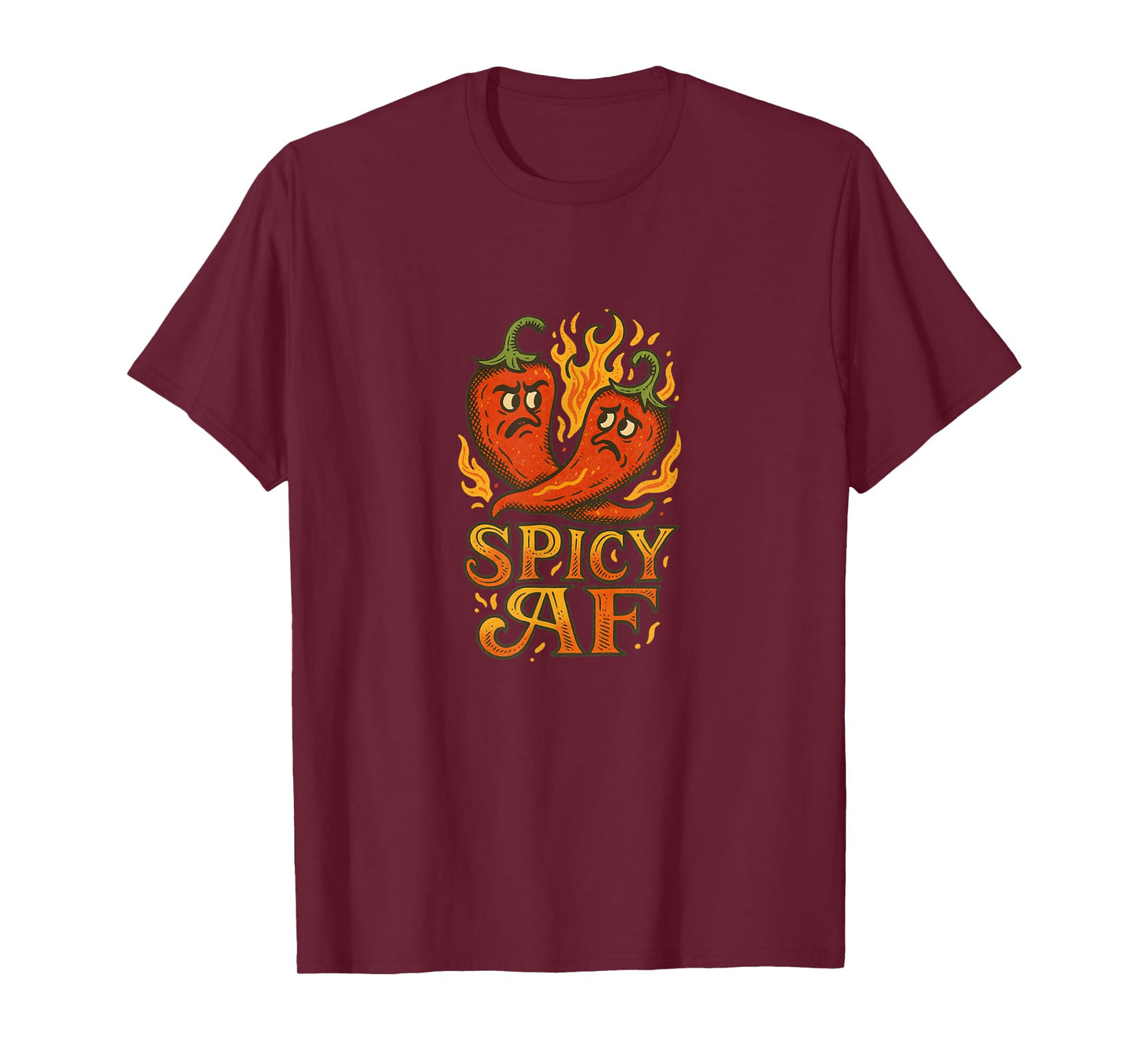 Spicy AF Hot Peppers Funny Fiery Foodie Heat Design T-Shirt