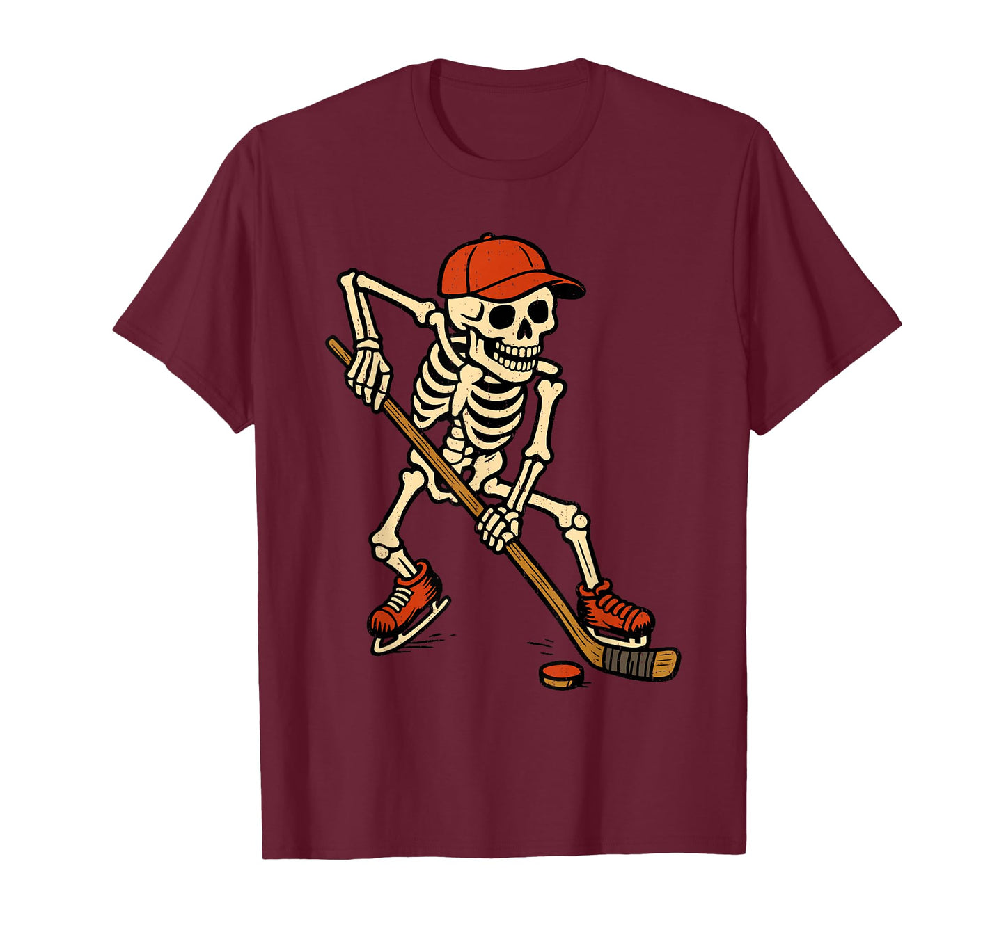 Skeleton Ice Hockey Halloween Costume Spooky Sport Player T-Shirt