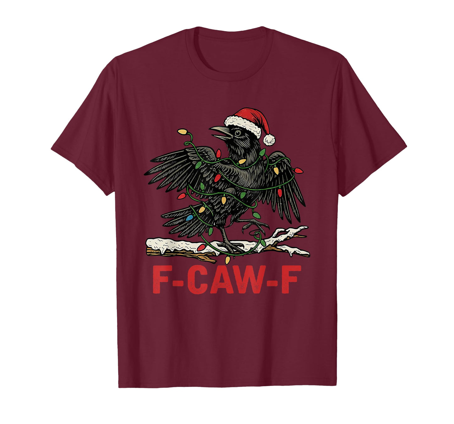 Vintage Santa Black Bird F-Caw-F Christmas T-Shirt