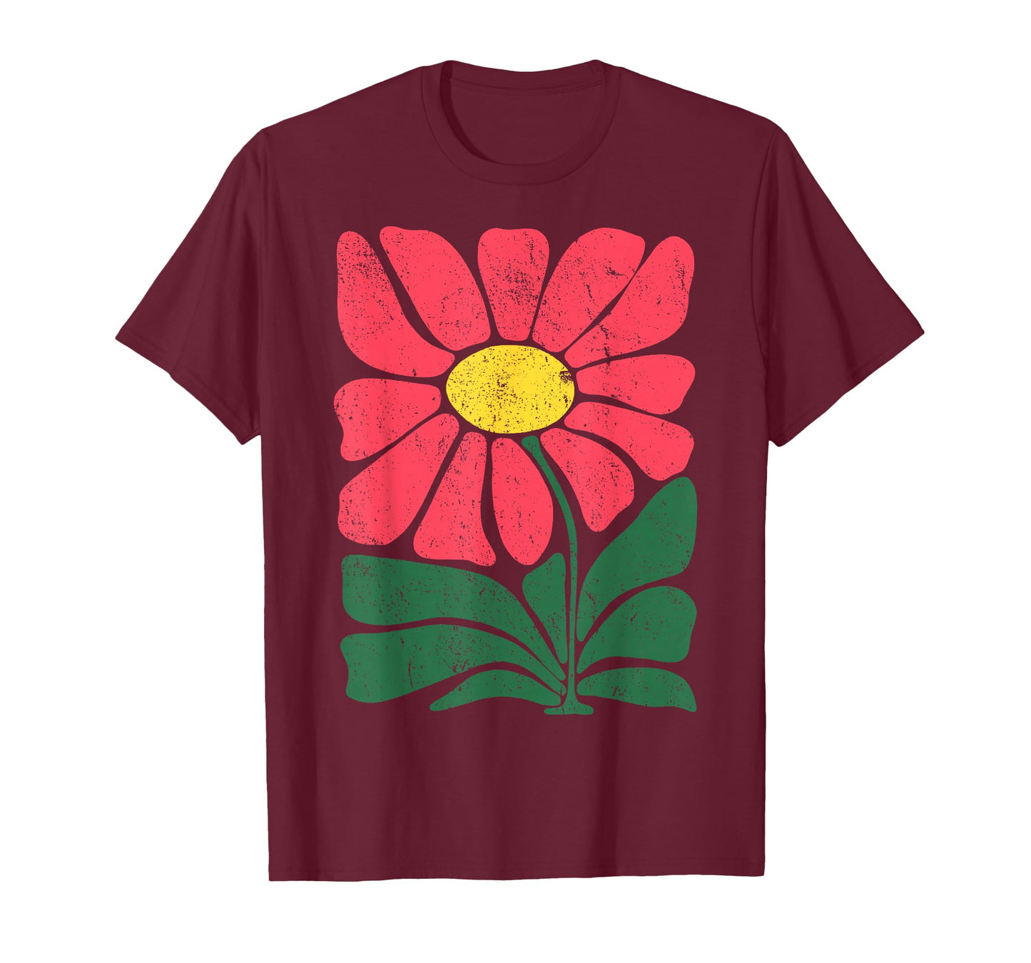 Retro Flower Folk Art - Vintage Botanical Cheerful T-Shirt