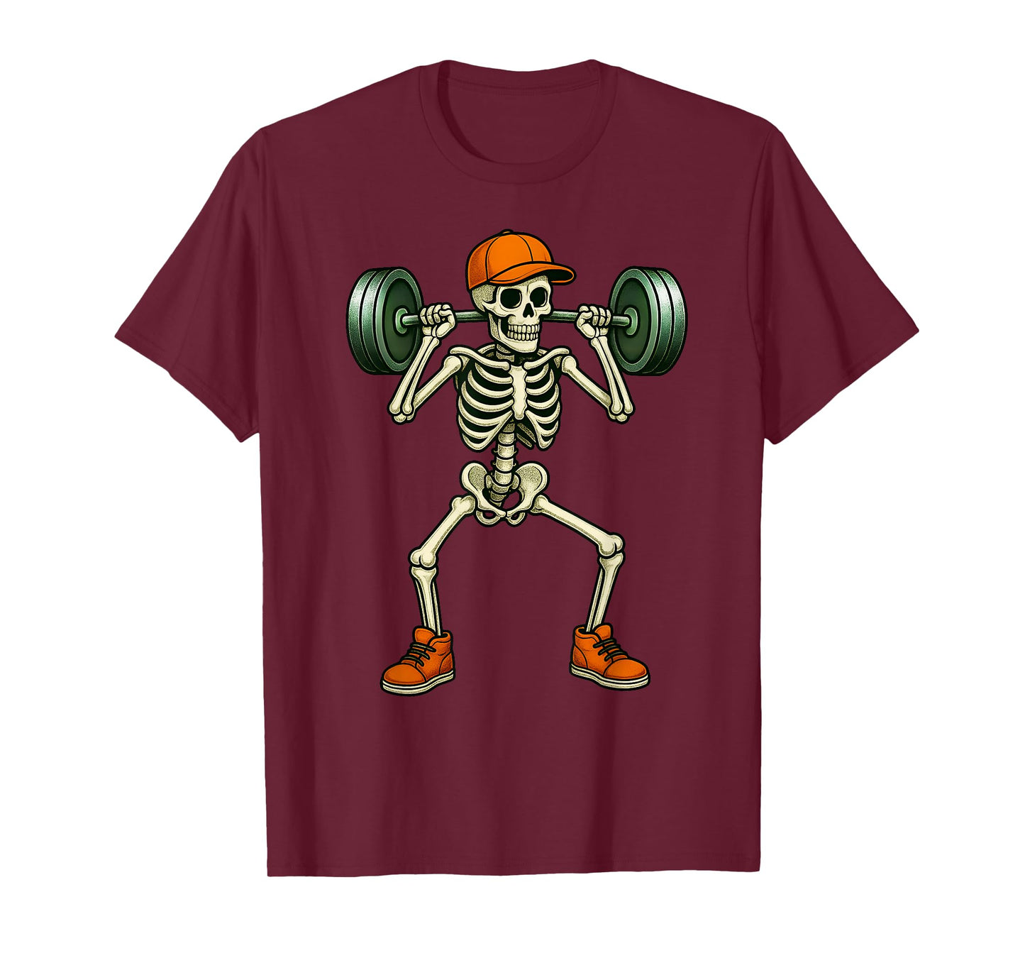 Skeleton Halloween Weight Lifting Workout Boys Kids Men T-Shirt