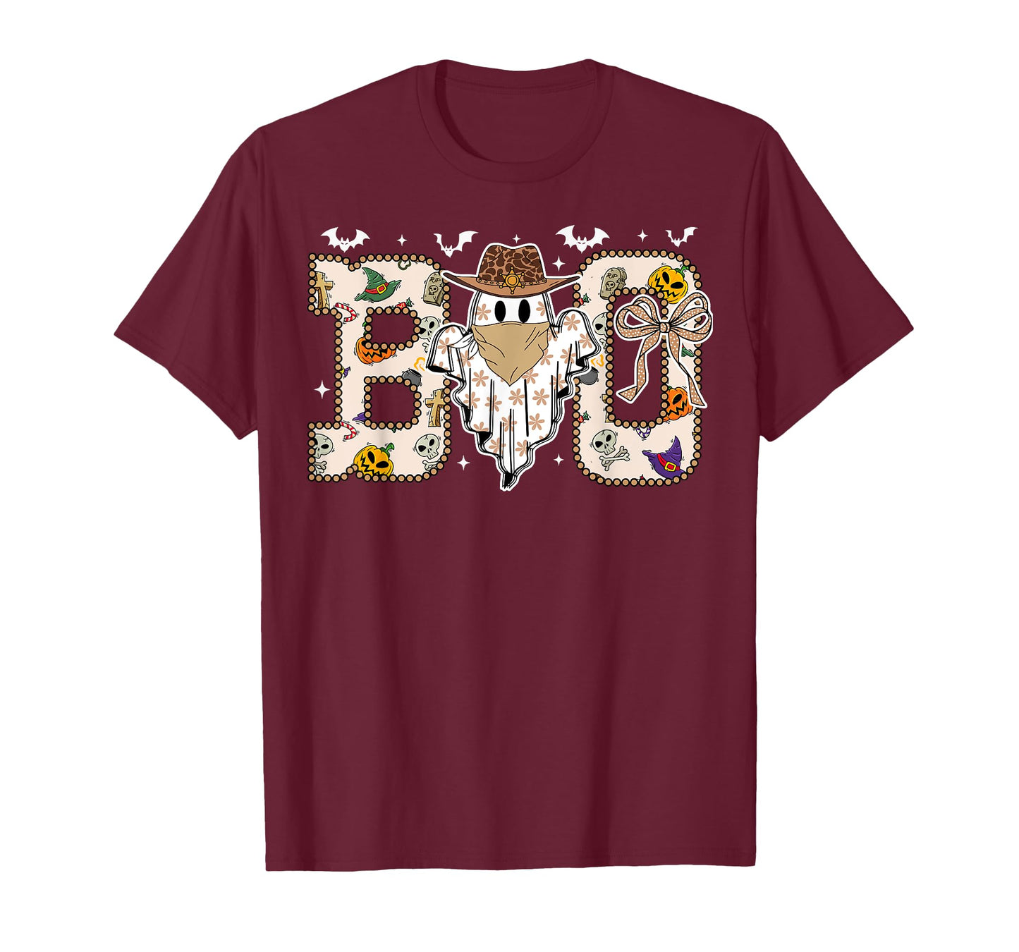 Funny Boo-Haw Halloween Shirt Girl Cute Ghost Cowgirl Cowboy T-Shirt