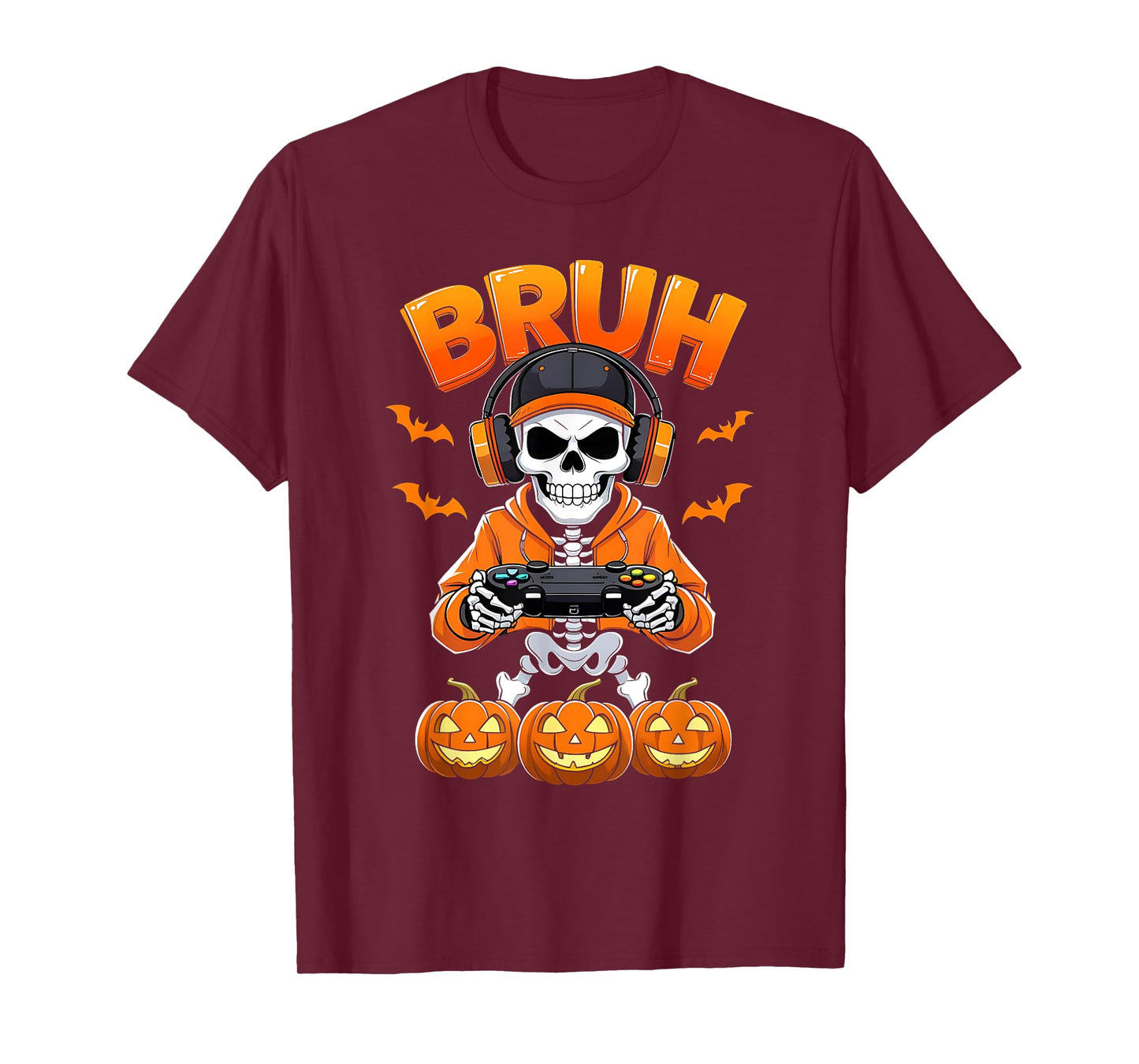 Bruh Skeleton Gamer Halloween Funny Gaming Costume T-Shirt