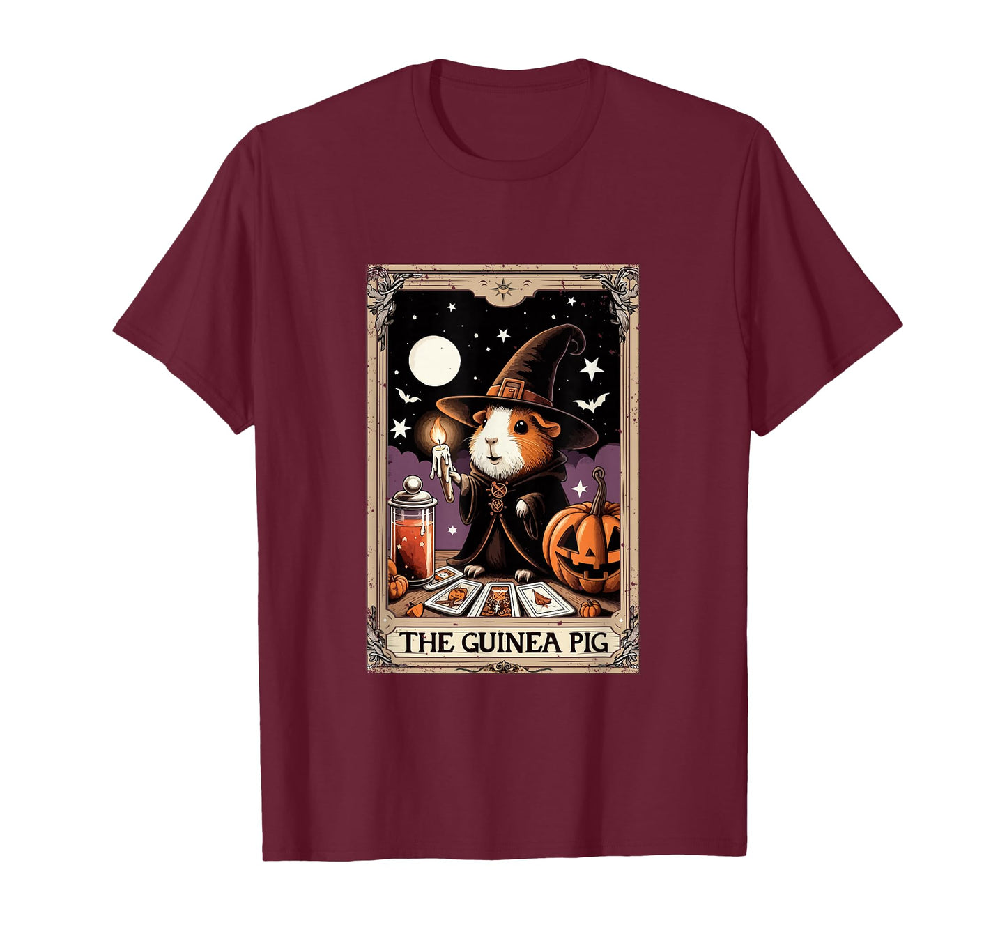 The Guinea Pig Halloween Witch Cute Tarot Card Lover Player T-Shirt