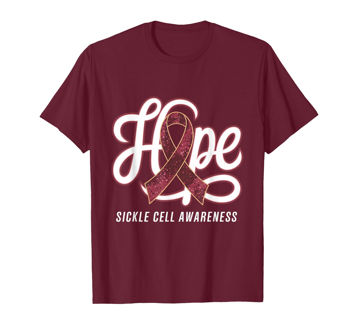 Sickle Cell Awareness Burgundy Ribbon Hope Anemia T-Shirt