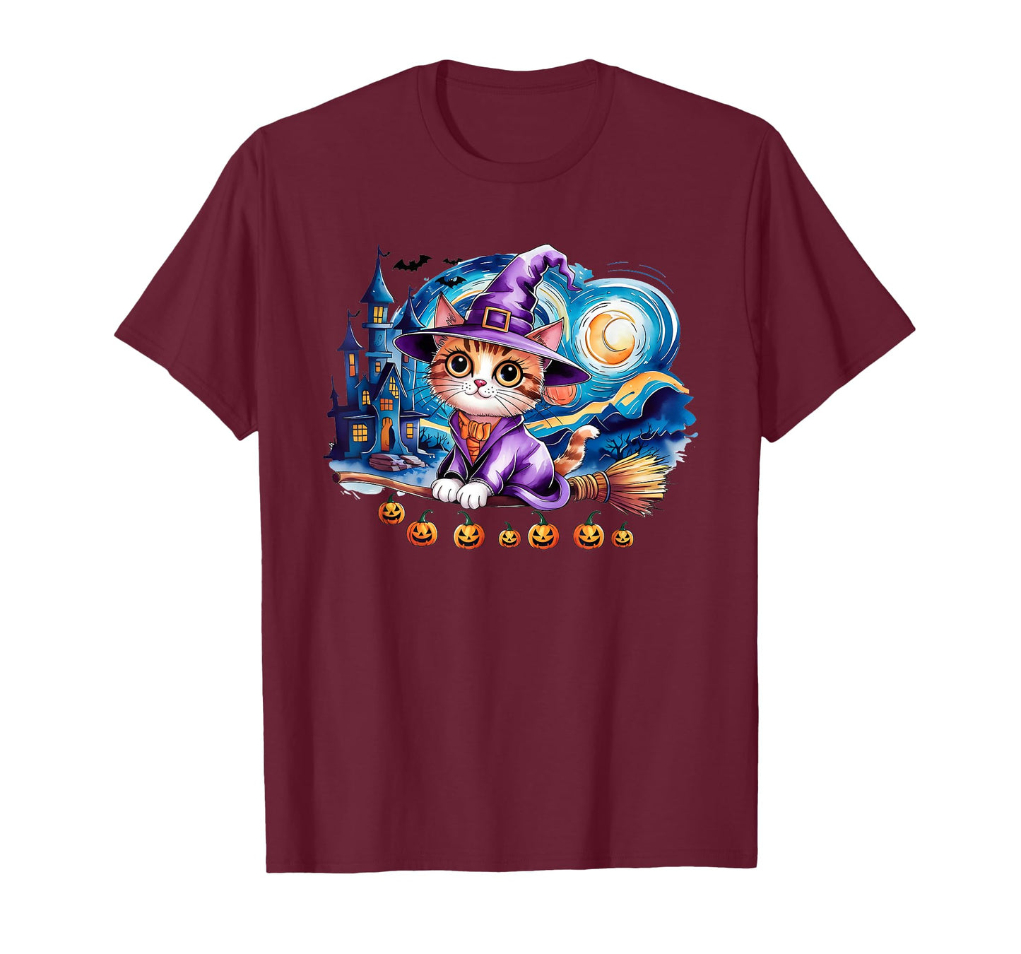 Funny Halloween Cat Witch Spooky Ghost Trick or Treat Team T-Shirt