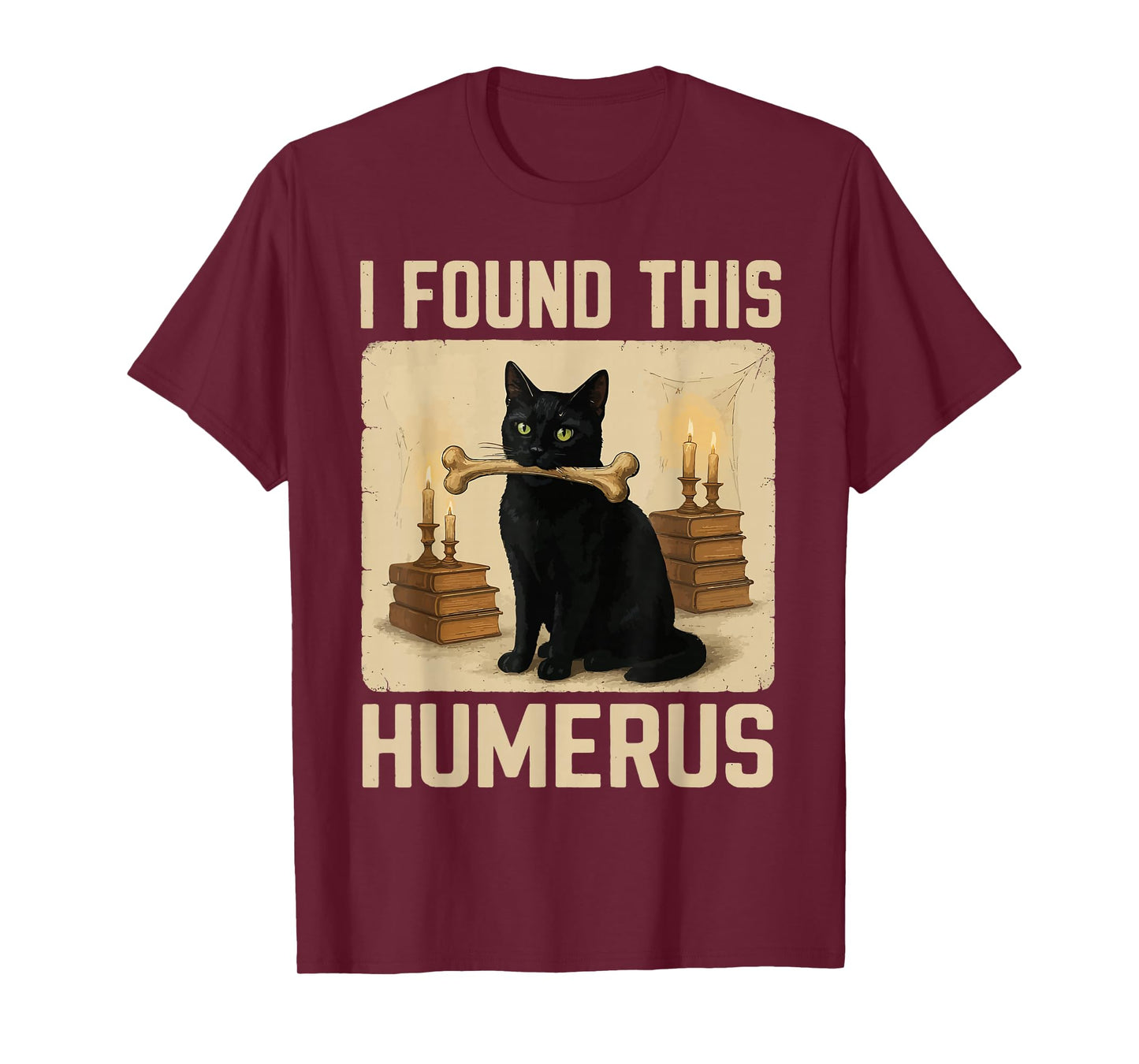 I Found This Humerus Costume Funny Black Cat Halloween T-Shirt