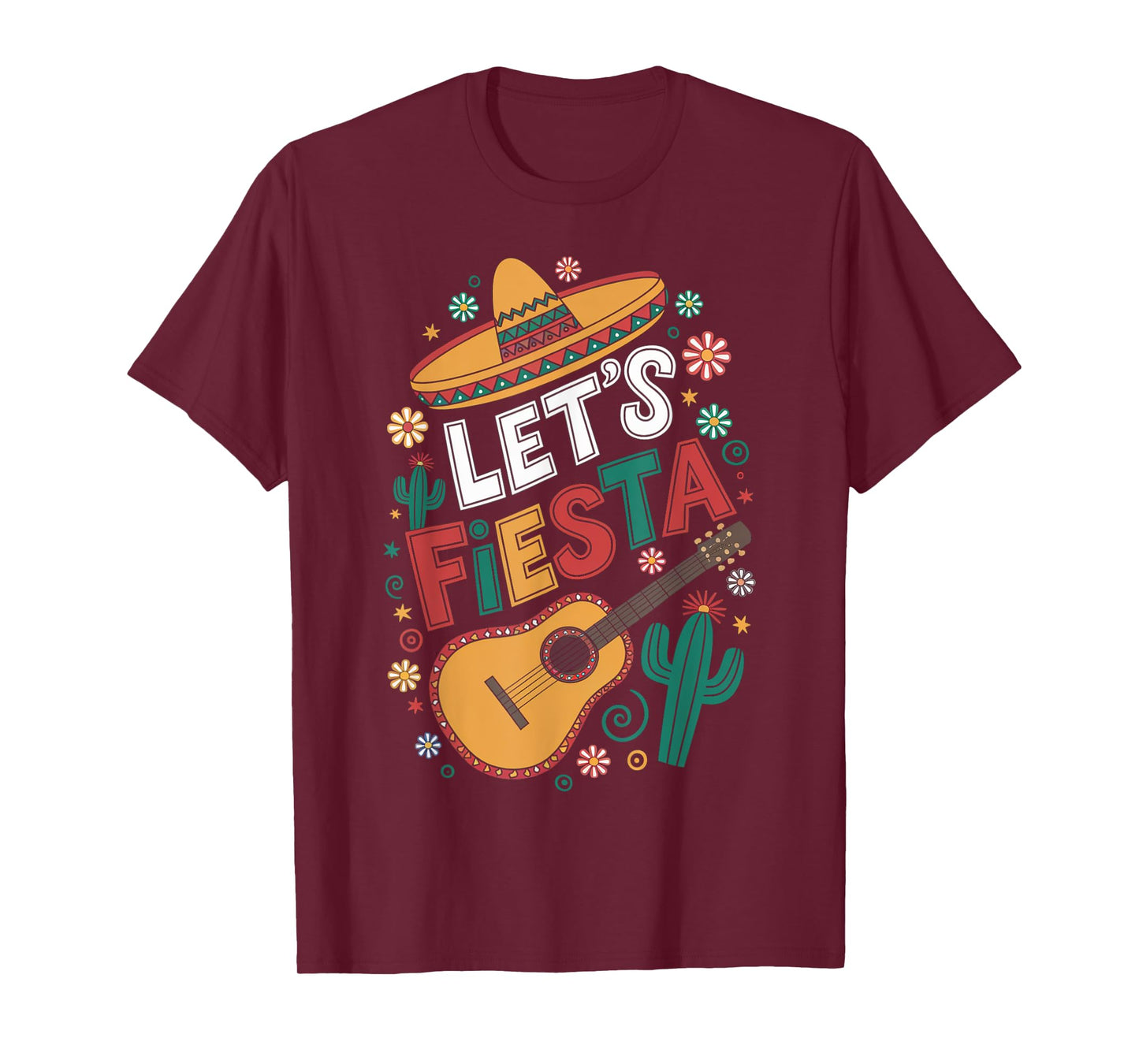 Funny Cinco de Mayo Let’s Fiesta Mexican Sombrero Guitar T-Shirt