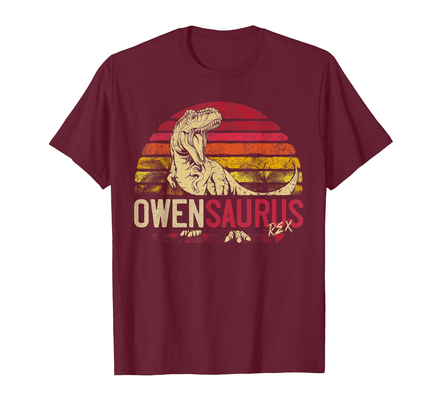 Owen Saurus Funny Personalized Dinosaur T Rex Name Boys Gift T-Shirt