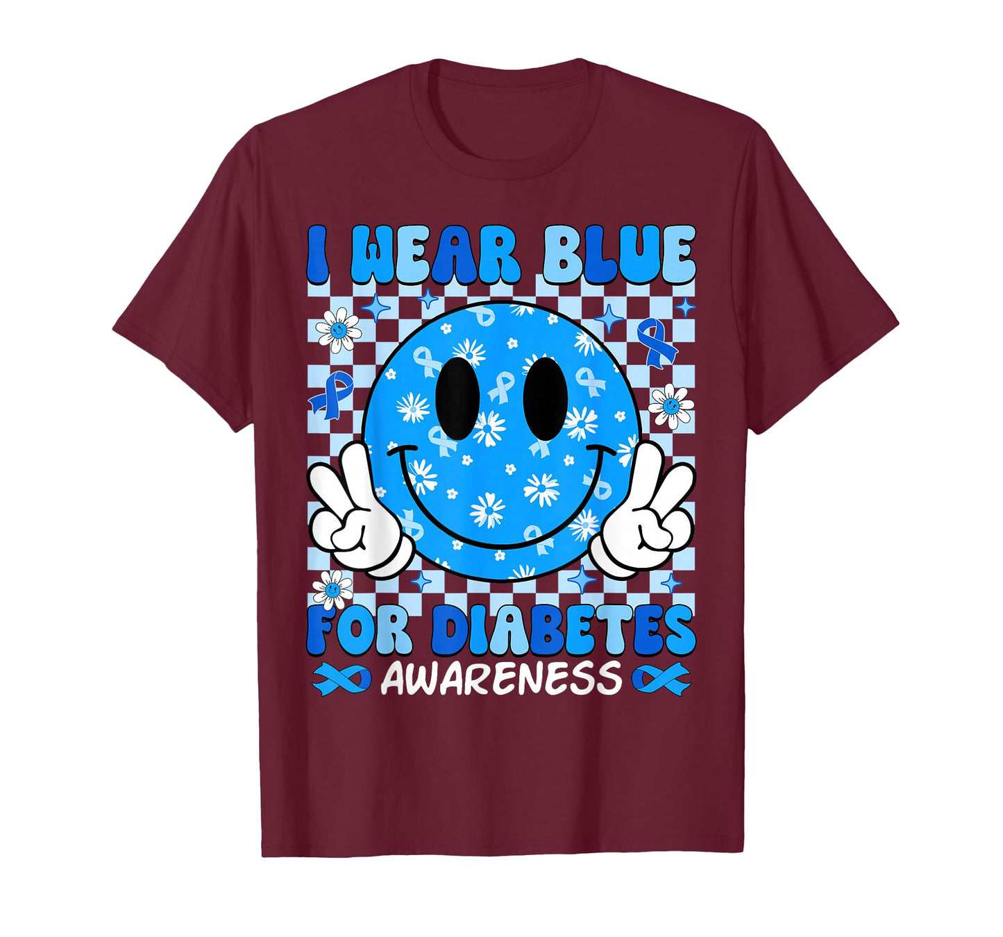 I Wear Blue for Diabetes Awareness Month Smile T1D Type 1 T-Shirt