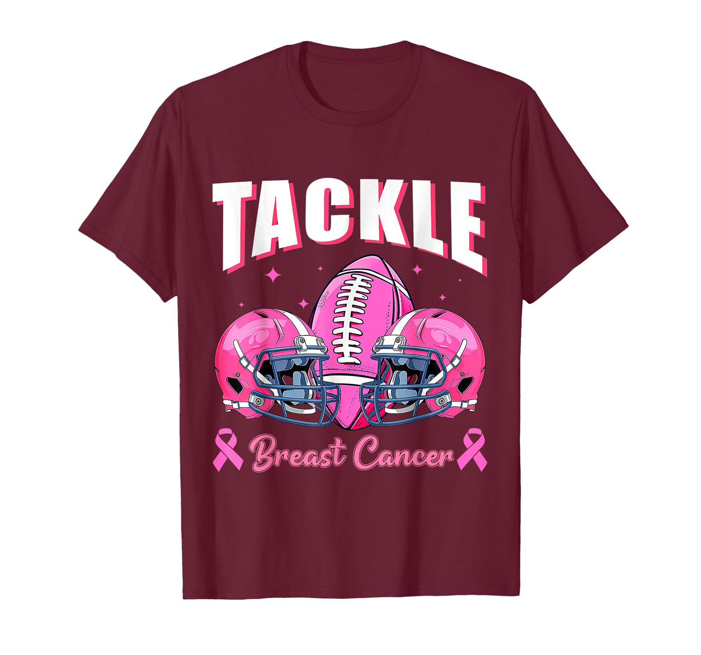 Tackle Breast Cancer Awareness Football Pink Ribbon Boys Kid T-Shirt