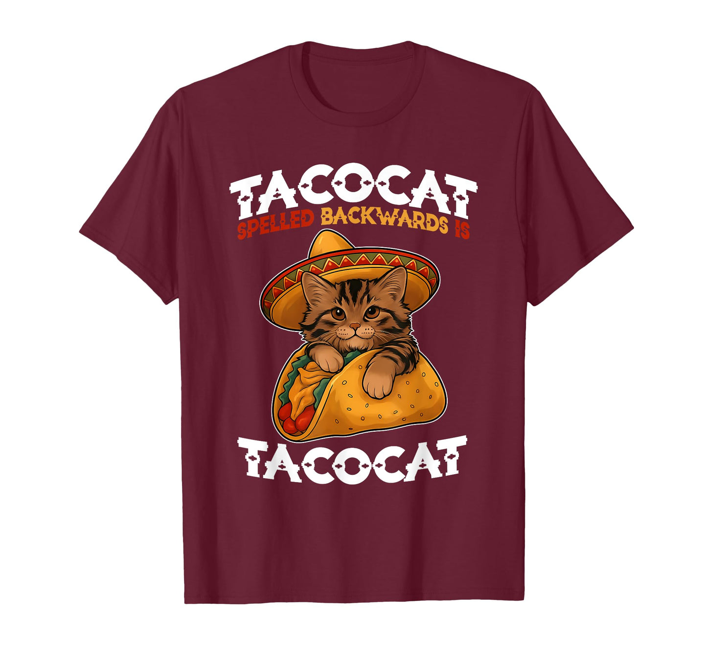 Tacocat Spelled Backward is Tacocat Funny Cat and Taco Lover T-Shirt