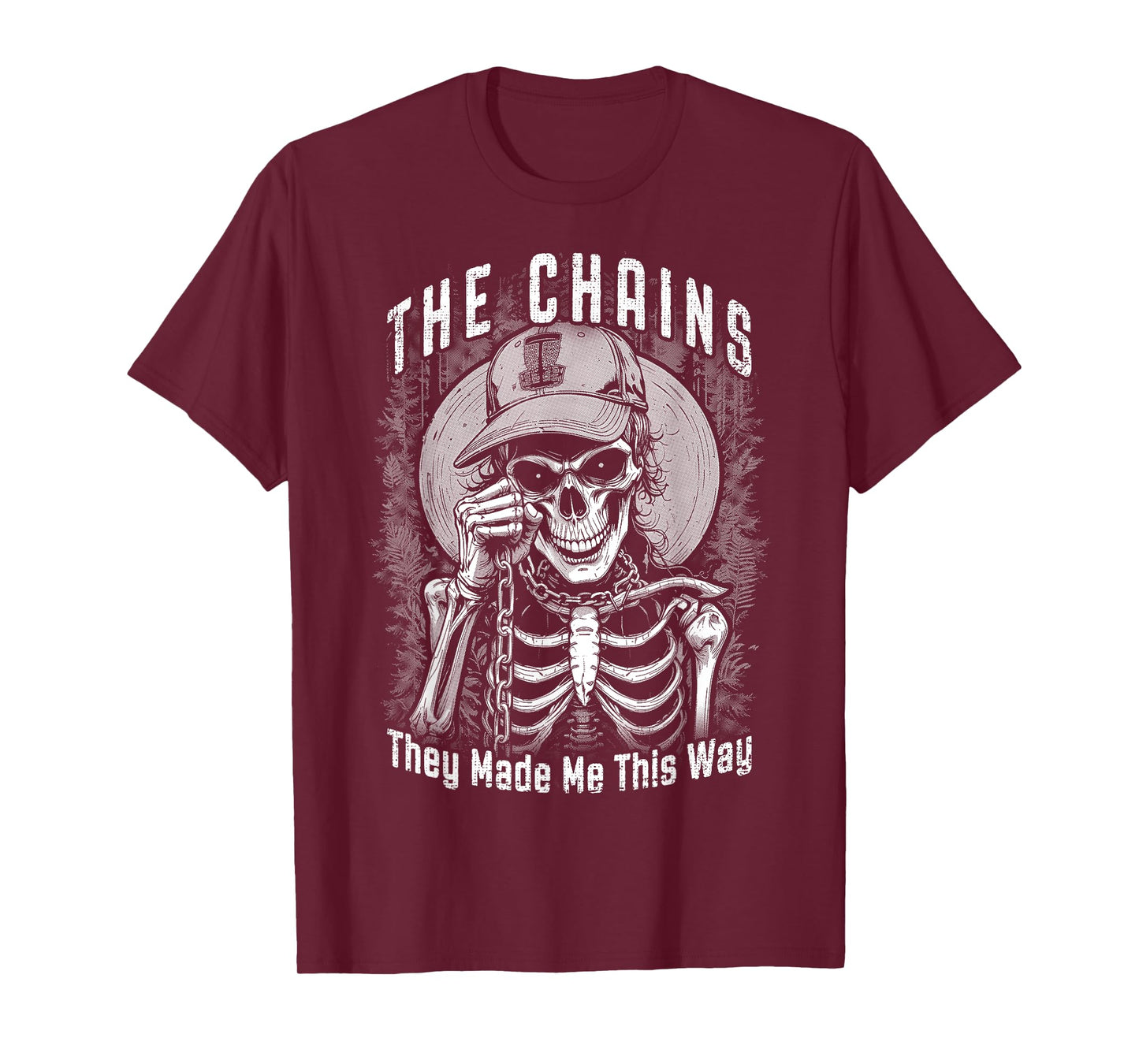 Disc Golf Player Skeleton Chains Made Me Halloween Golfer T-Shirt
