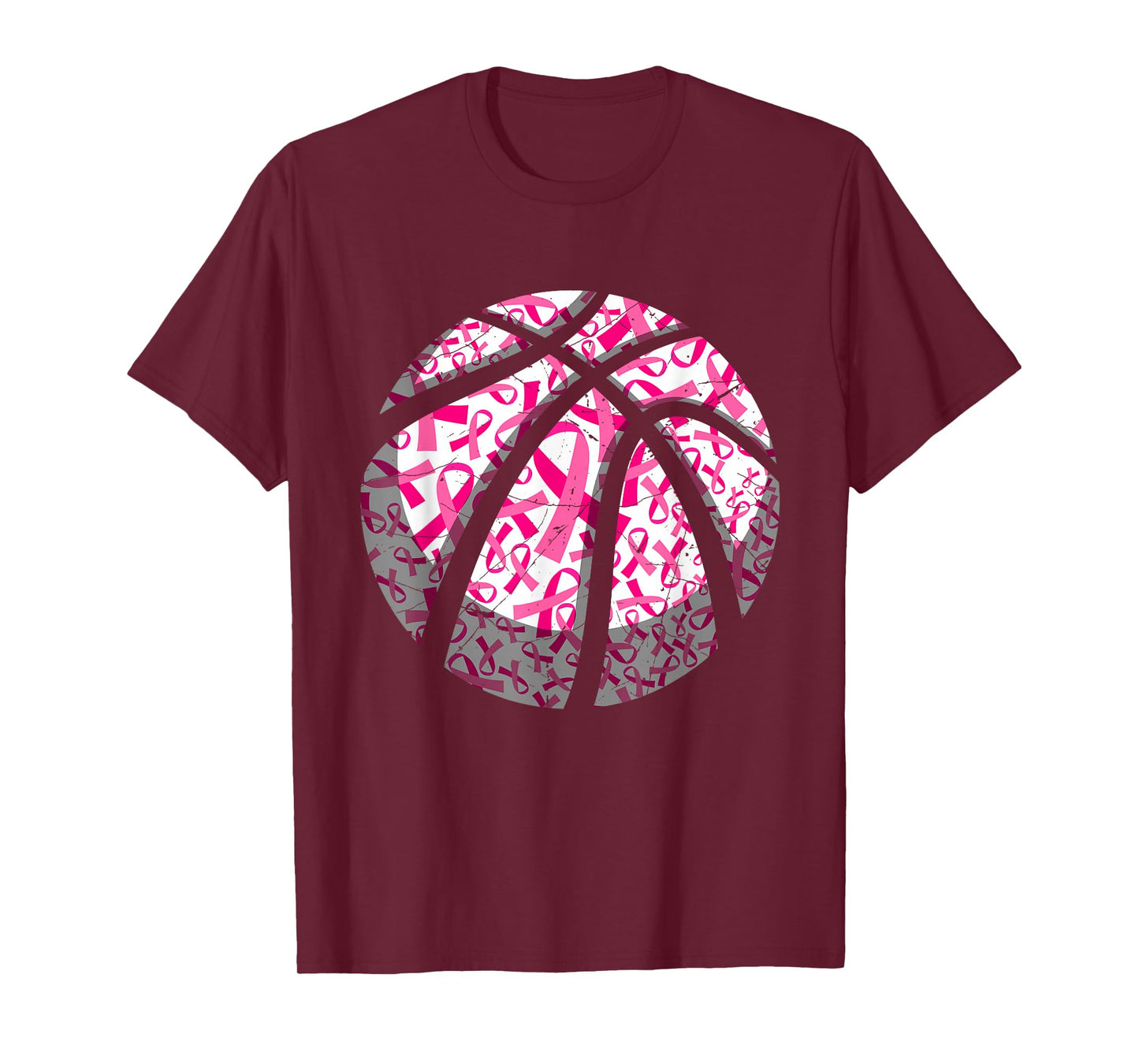 Pink Ribbon Basketball Breast Cancer Awareness Support Mom T-Shirt