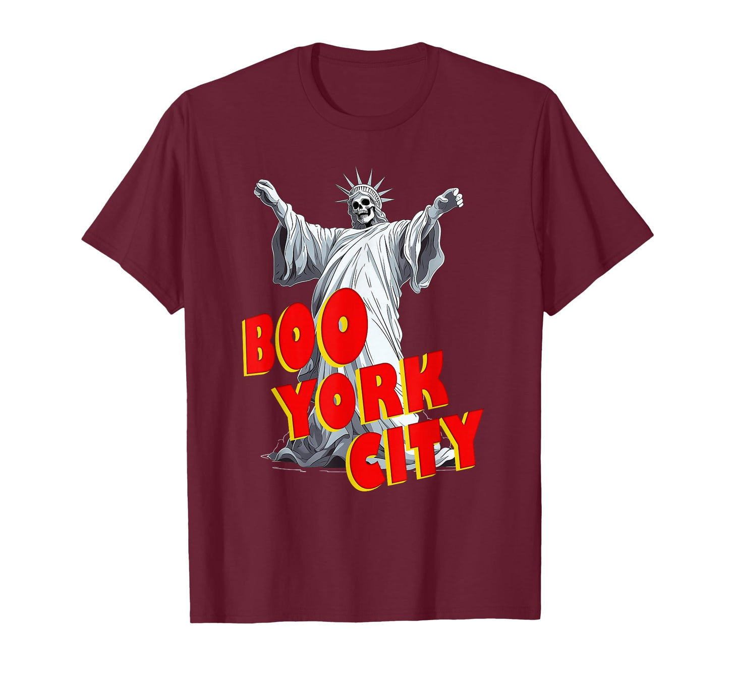 Boo York City - Funny Halloween Statue of Liberty Skeleton T-Shirt