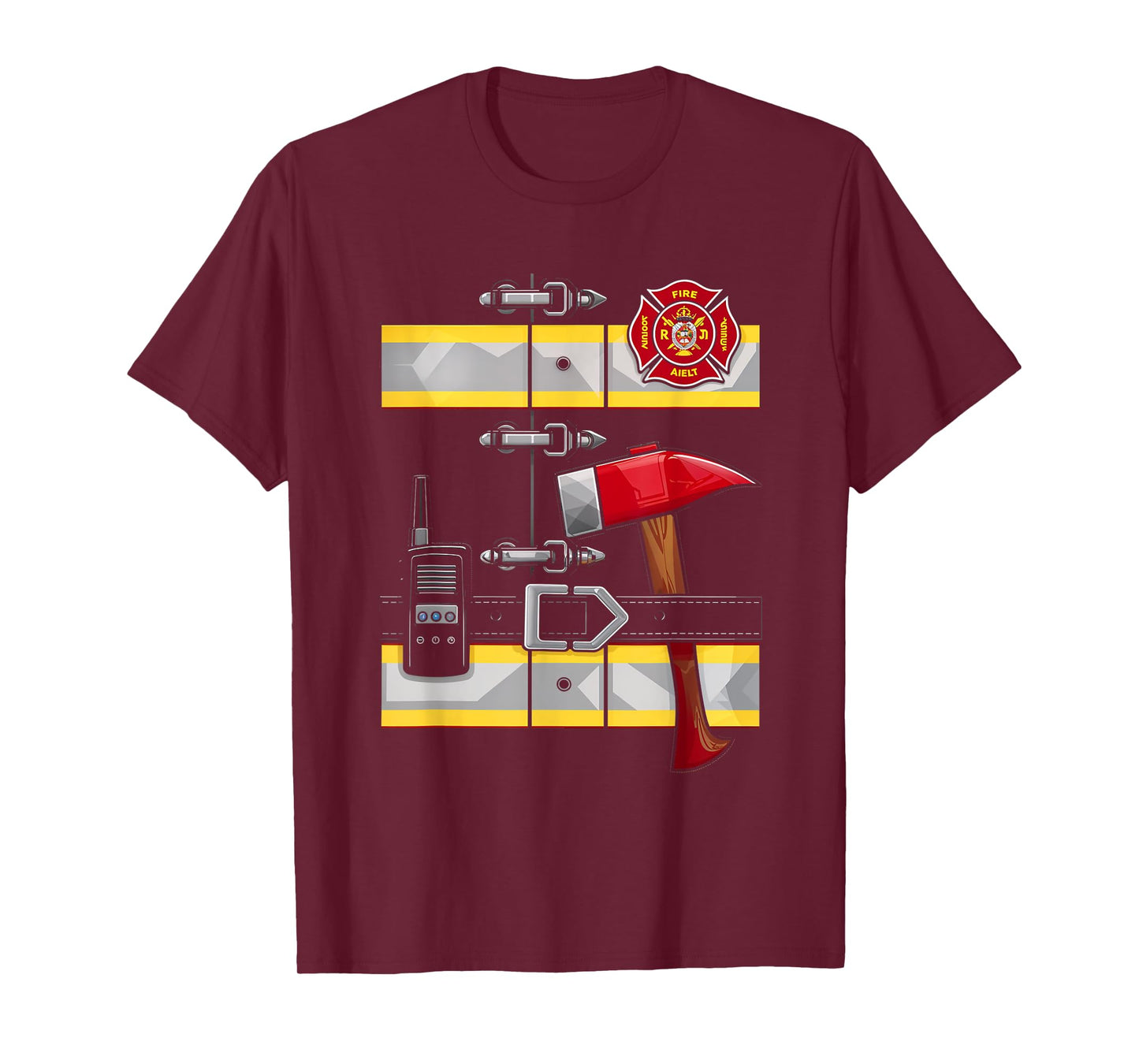 Firefighter Costume Fireman Axe Radio Halloween T-Shirt